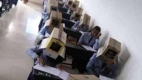 इस राज्य में कॉलेज के छात्रों को नकल करने से रोकने के लिए पहनाए गए बॉक्स इस राज्य में कॉलेज के छात्रों को नकल करने से रोकने के लिए पहनाए गए बॉक्स