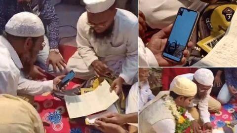 लॉकडाउन: महाराष्ट्र में वीडियो कॉल के जरिए हुआ निकाह, मोबाइल से पूरे हुए सारे रीति-रिवाज लॉकडाउन: महाराष्ट्र में वीडियो कॉल के जरिए हुआ निकाह, मोबाइल से पूरे हुए सारे रीति-रिवाज