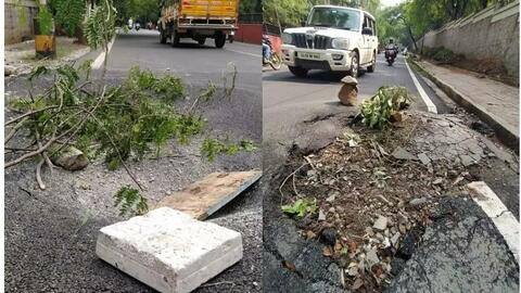 बेंगलुरु: प्रधानमंत्री के स्वागत के लिए बनाई गई थी सड़क, एक बारिश में हो गई क्षतिग्रस्त बेंगलुरु: प्रधानमंत्री के स्वागत के लिए बनाई गई थी सड़क, एक बारिश में हो गई क्षतिग्रस्त