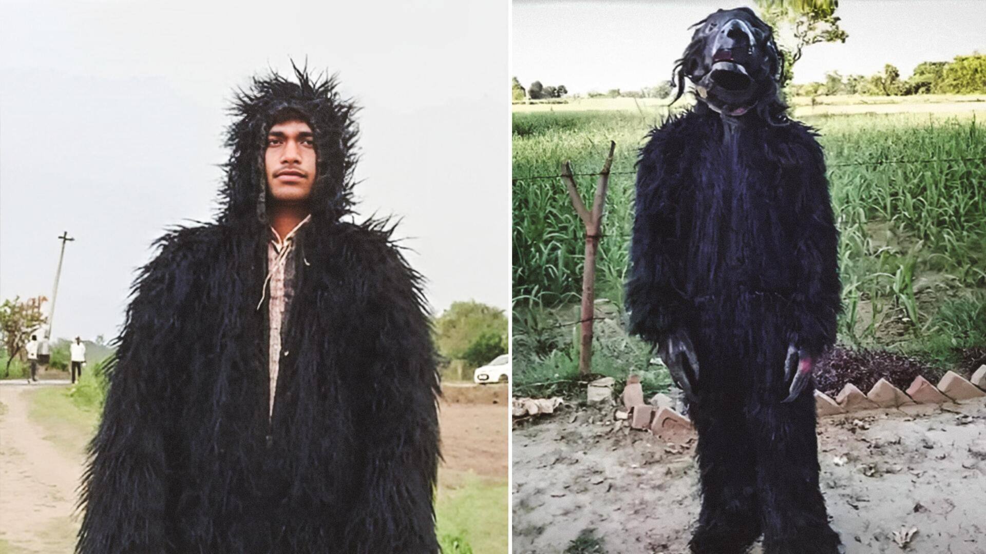 उत्तर प्रदेश: फसल बचाने के लिए किसानों ने अपनाया अनोखा तरीका, पहनी भालू की पोशाक