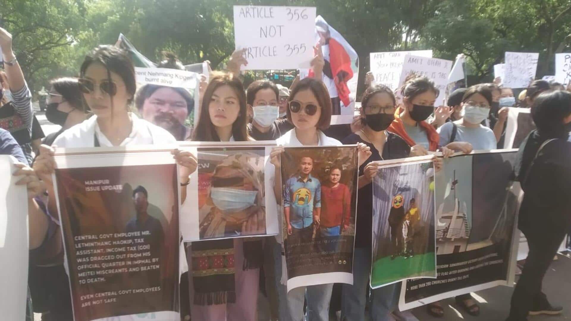 मणिपुर हिंसा: कुकी समुदाय की महिलाओं का दिल्ली में अमित शाह के आवास के बाहर प्रदर्शन