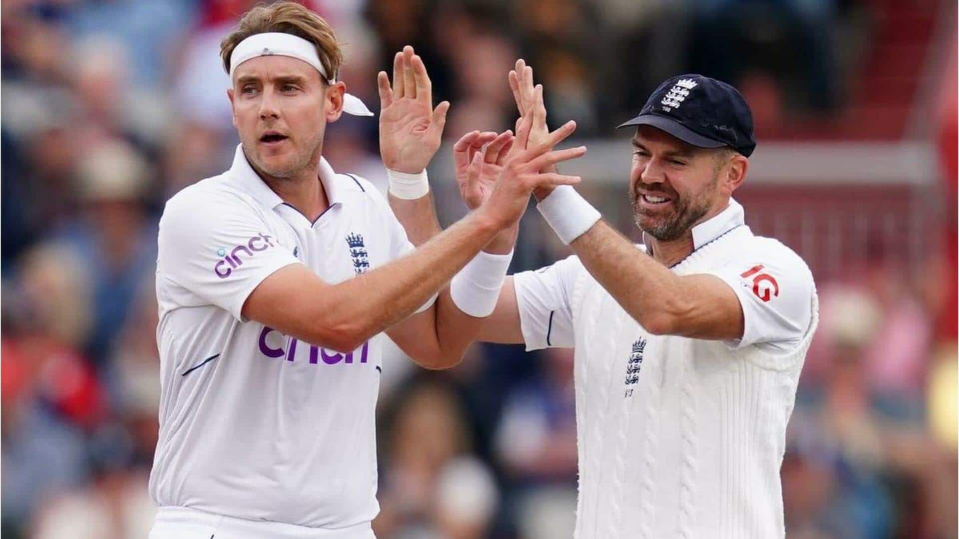 टेस्ट मैचों में सर्वाधिक विकेट लेने वाली जोड़ी बने जेम्स एंडरसन और स्टुअर्ट ब्रॉड, जानें आंकड़े