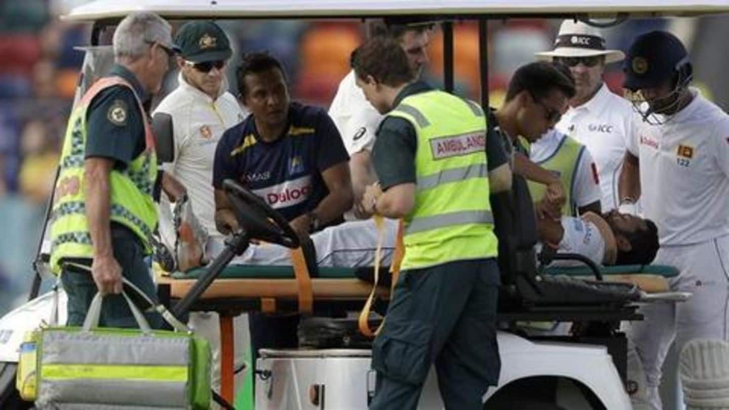 ऑस्ट्रेलिया के खिलाफ टेस्ट मैच में श्रीलंकाई बल्लेबाज़ के सिर में लगी खतरनाक बाउंसर, हालत गंभीर