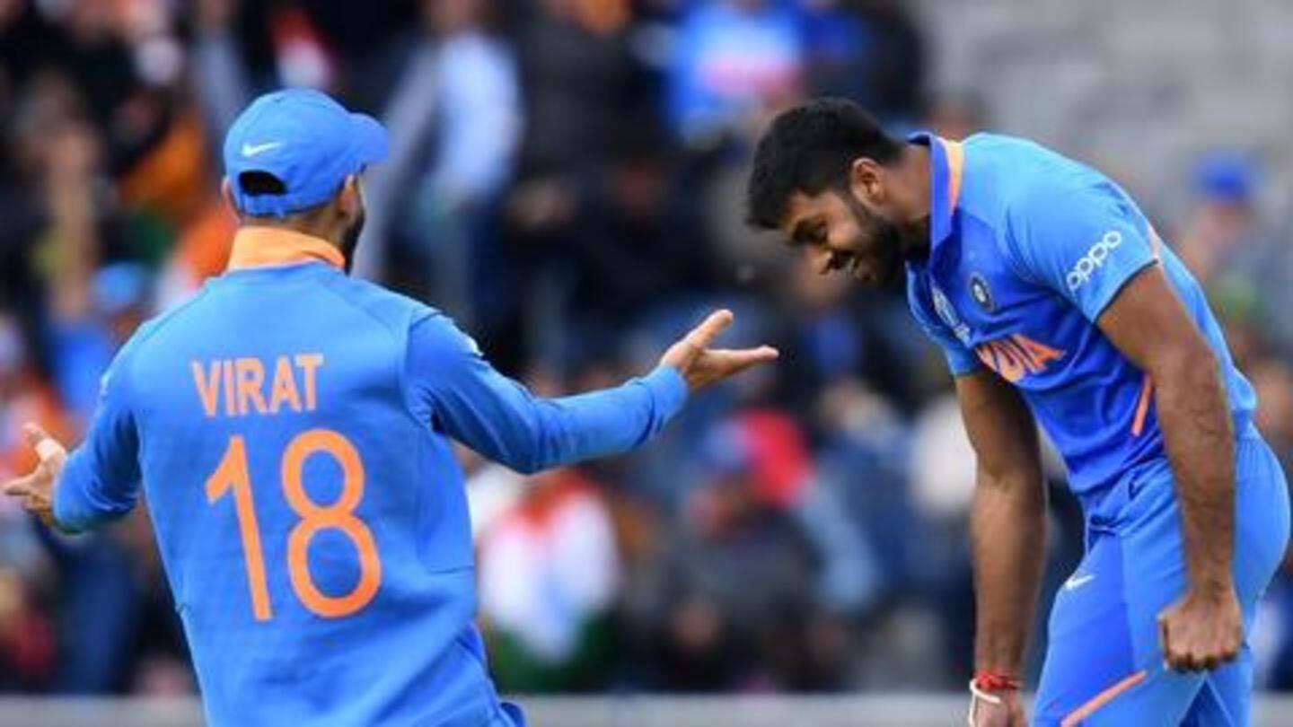 विश्व कप में पहली गेंद पर विकेट हासिल करने वाले पहले भारतीय बने शंकर विश्व कप में पहली गेंद पर विकेट हासिल करने वाले पहले भारतीय बने शंकर