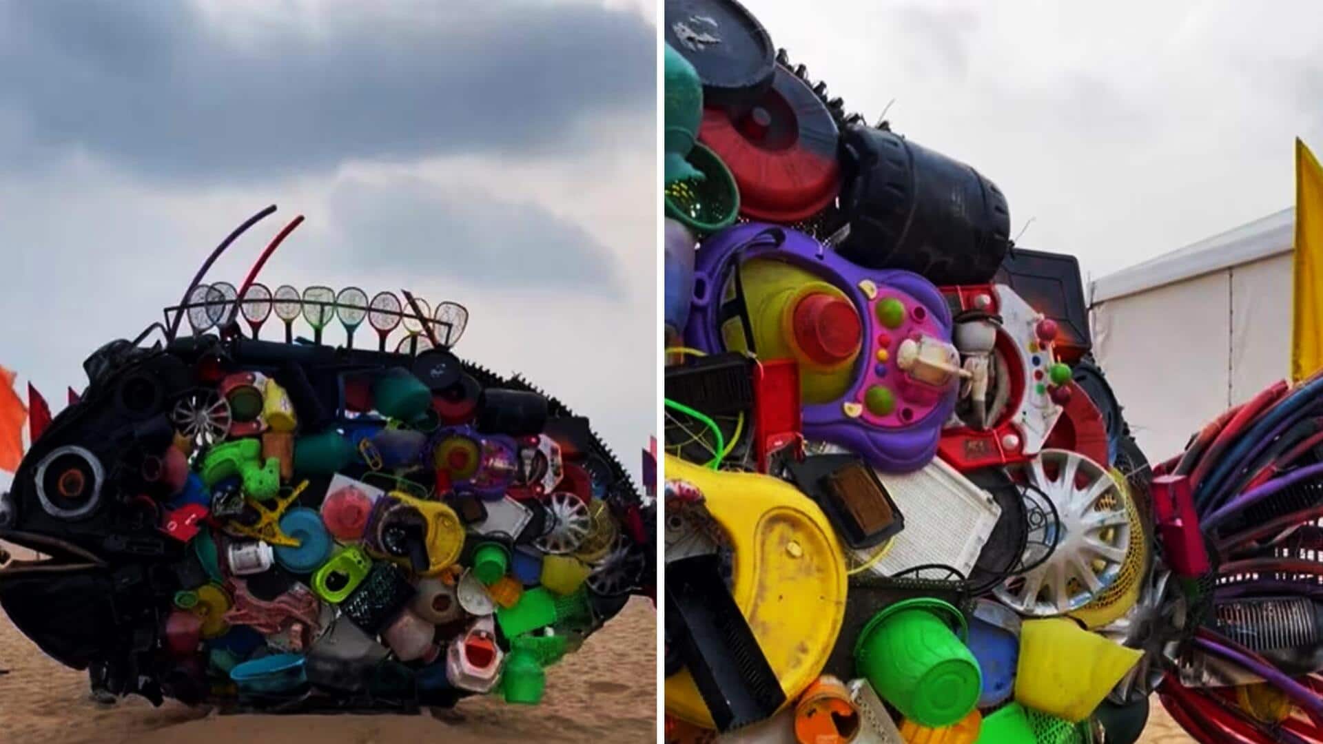 चेन्नई: समुद्र से प्लास्टिक को इकट्ठा करके की जा रही कलाकारी, जागरूकता फैलना के लिए मुहिम