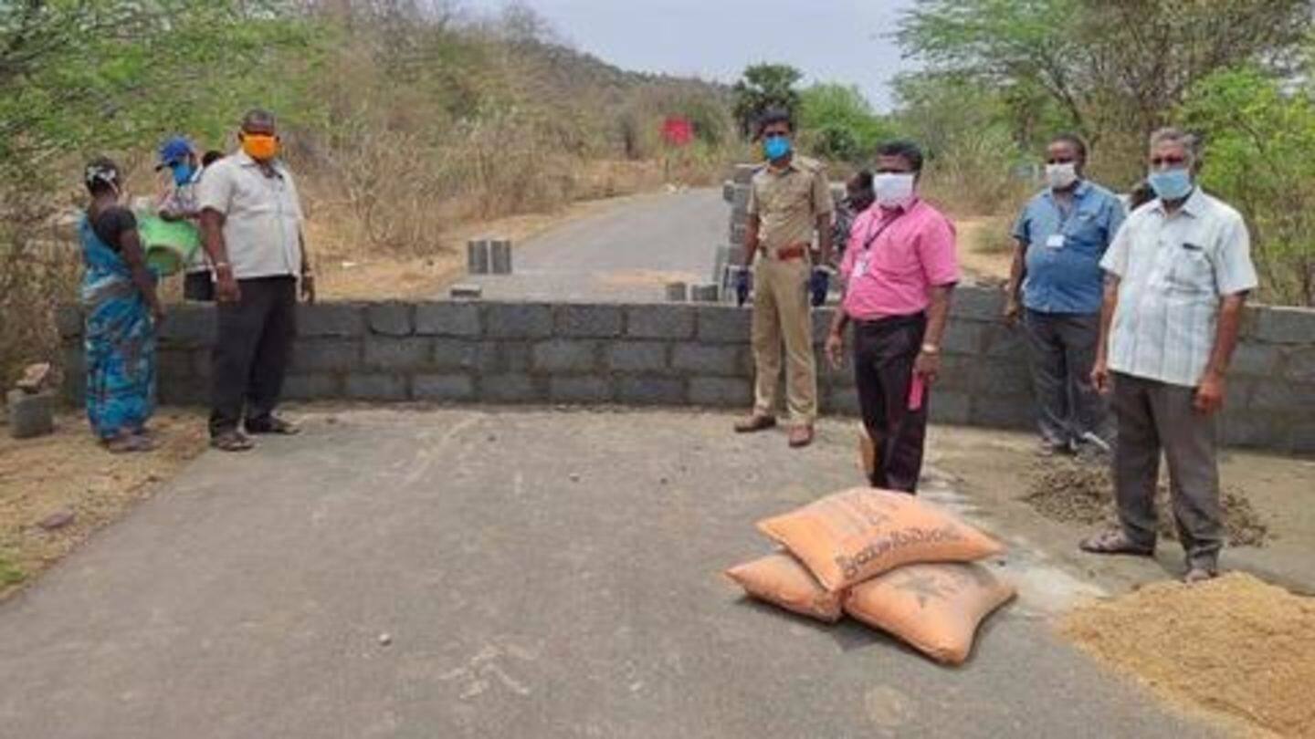 कोरोना वायरस: आवाजाही रोकने के लिए तमिलनाडु के वेल्लोर ने आंध्र प्रदेश सीमा पर बनाई दीवार