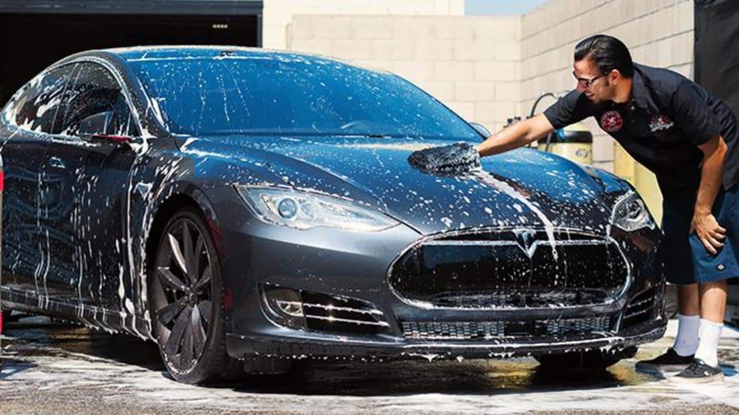 Tesla In A Car Wash