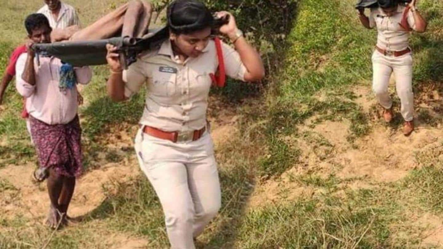 आंध्र प्रदेश: अंतिम संस्कार के लिए कंधे पर रखकर भिखारी का शव लाई महिला पुलिसकर्मी