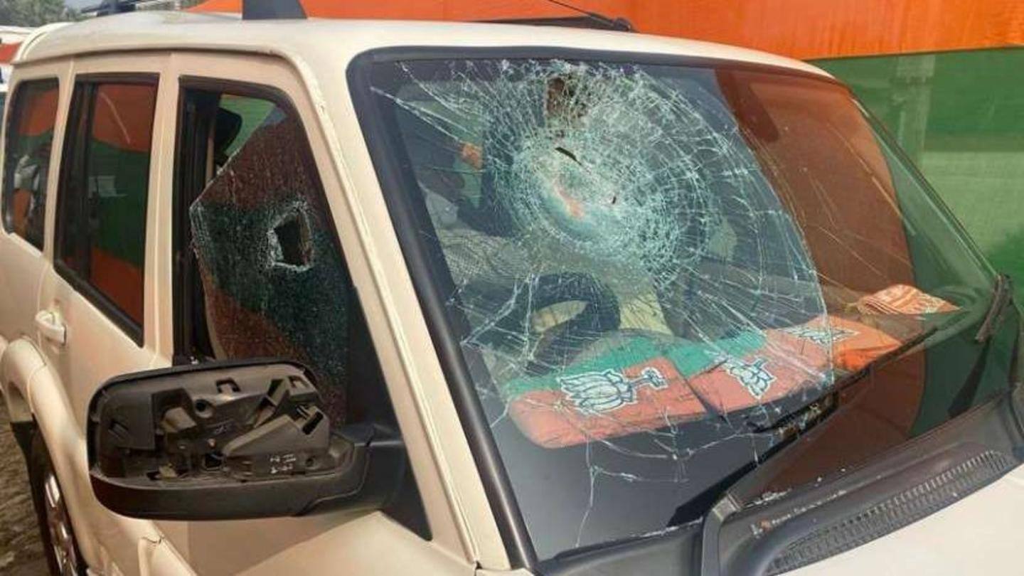 BJP President's convoy was attacked while going to Diamond Harbor BJP President's convoy was attacked while going to Diamond Harbor