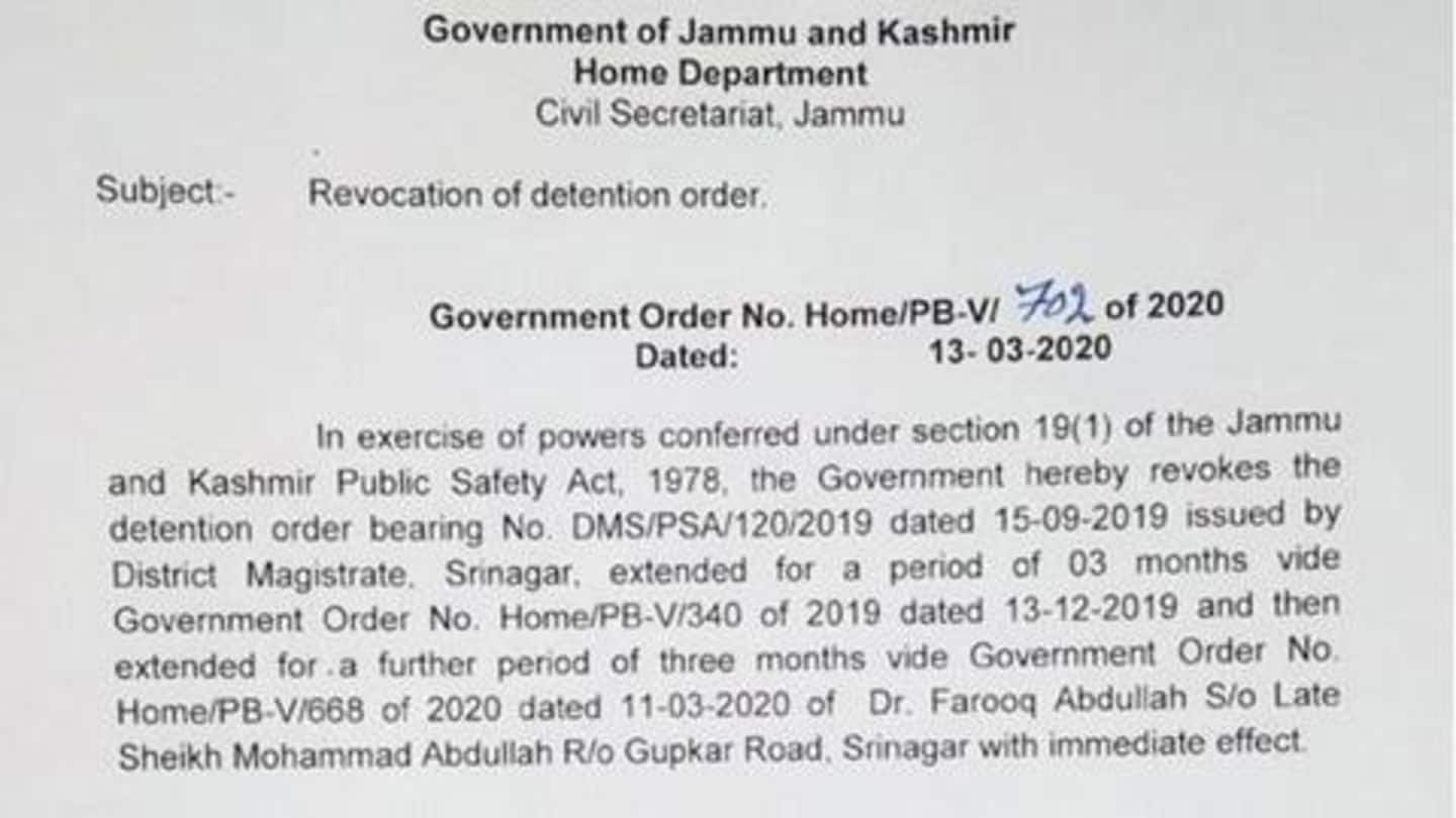 अब्दुल्ला की रिहाई के आदेश जारी होने पर नेताओं ने दी प्रतिक्रिया अब्दुल्ला की रिहाई के आदेश जारी होने पर नेताओं ने दी प्रतिक्रिया