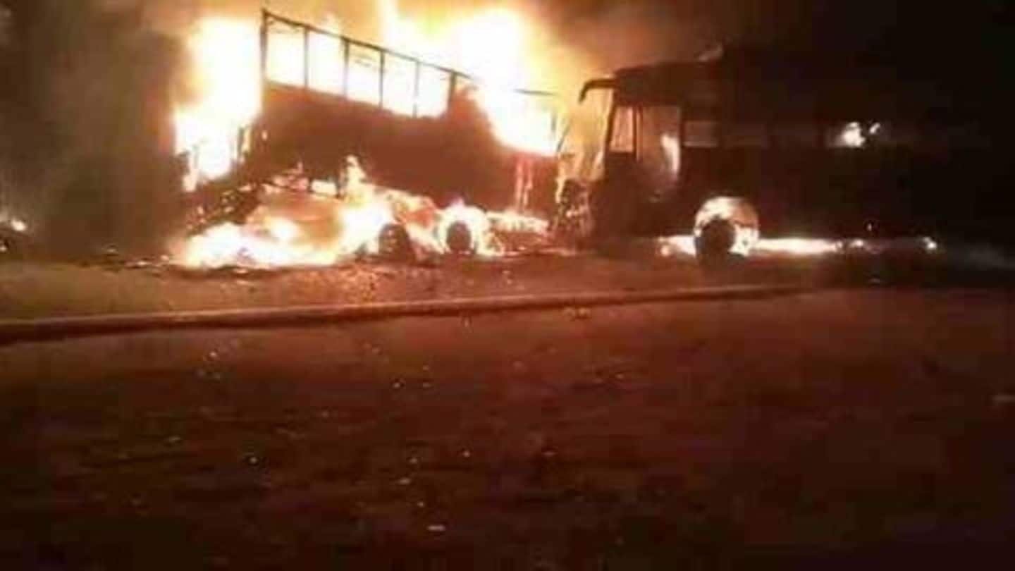उत्तर प्रदेश: ट्रक-बस की टक्कर में 20 यात्री जिंदा जले, DNA से होगी शवों की पहचान