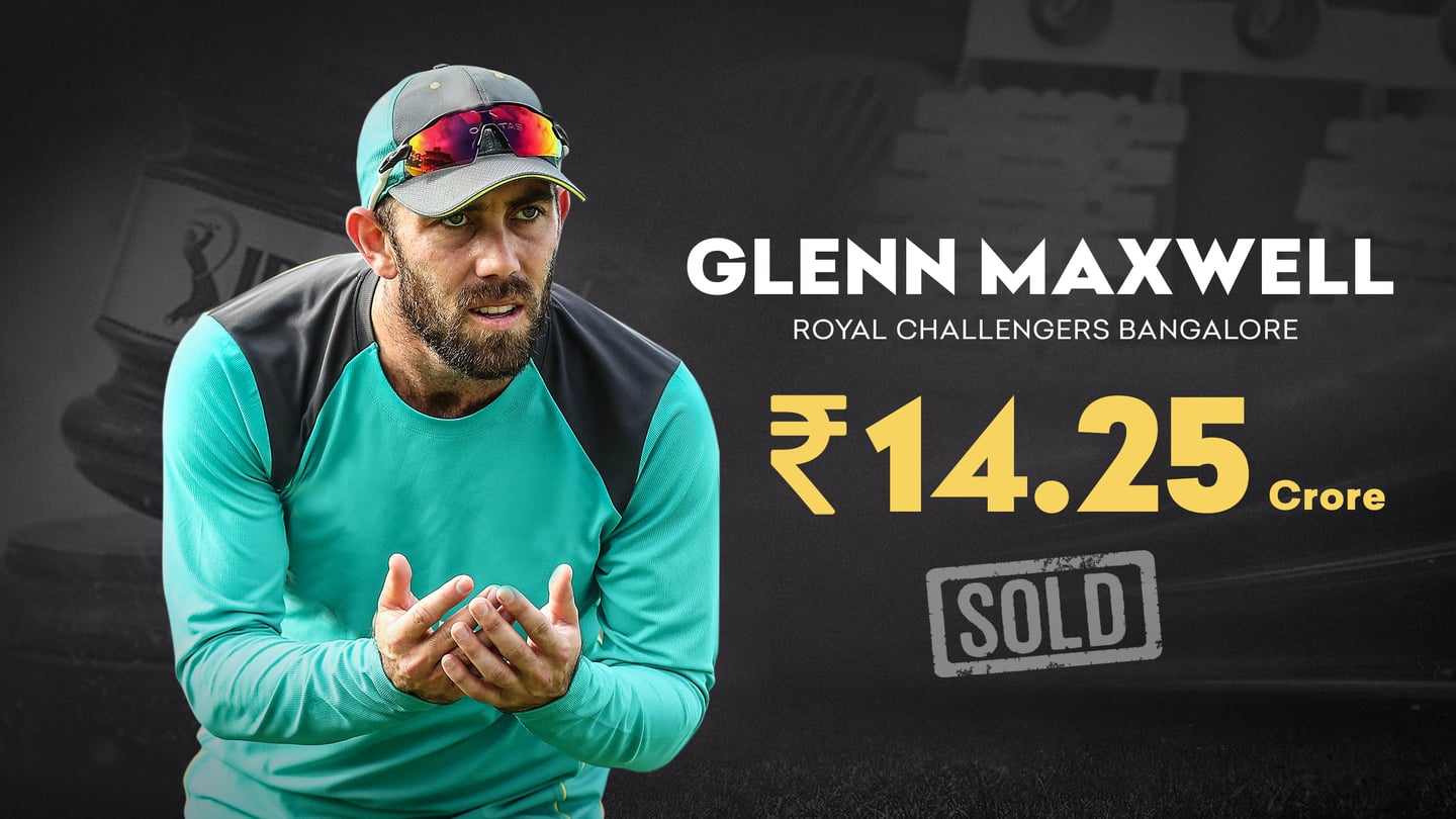 IPL 2021 नीलामी: ग्लेन मैक्सवेल को रॉयल चैलेंजर्स बैंगलोर ने 14.25 करोड़ रुपये में खरीदा