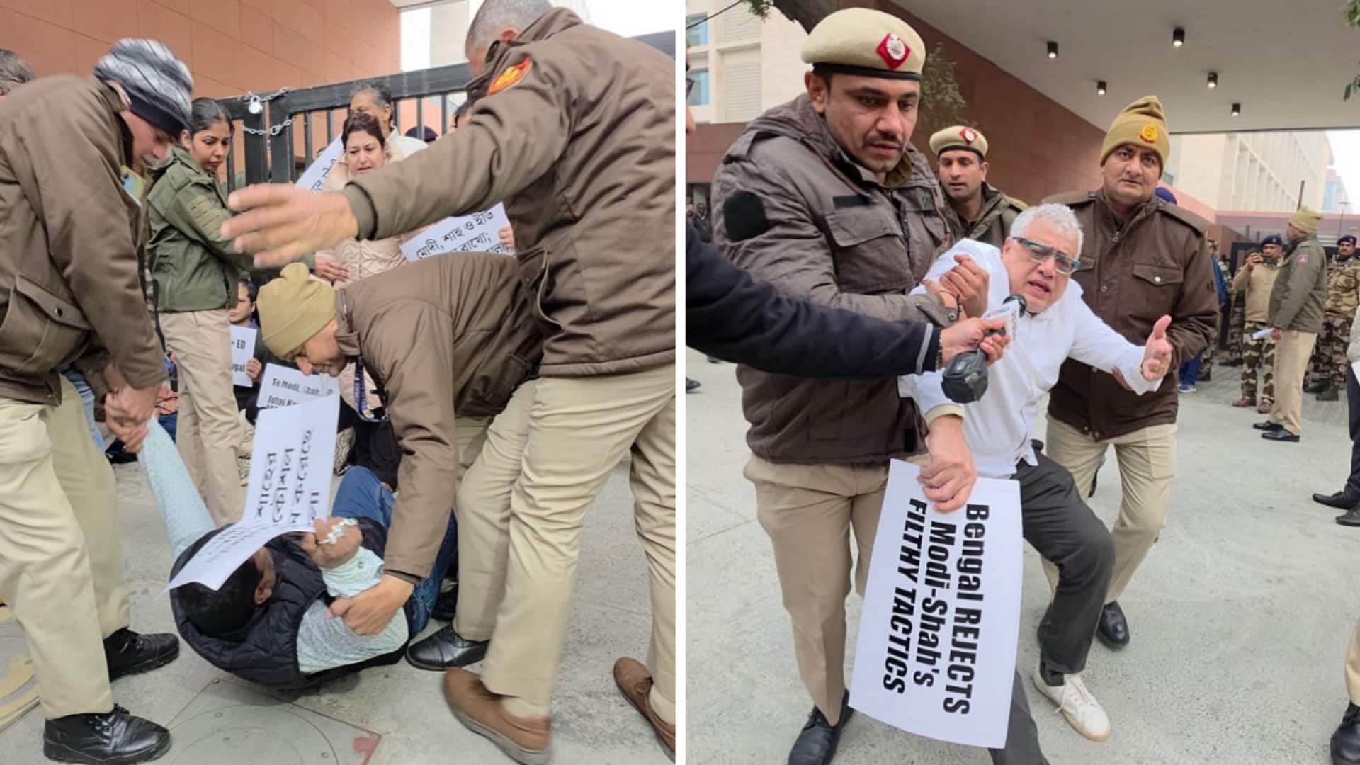 ED छापेमारी के खिलाफ TMC का गृह मंत्रालय के बाहर प्रदर्शन, 8 सांसद हिरासत में