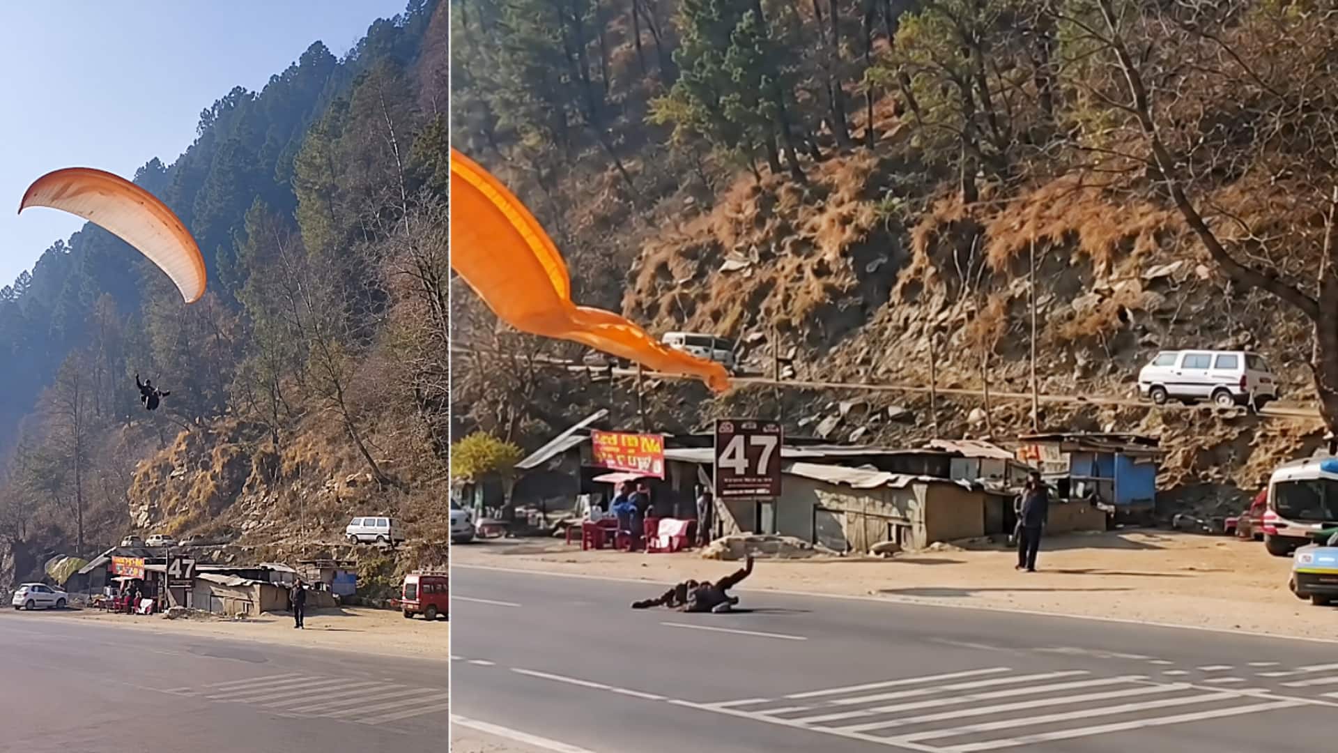 मनाली में पैराग्लाइडर अनियंत्रित होने के बाद हाईवे पर गिरा, पायलट को मामूली चोटें आईं
