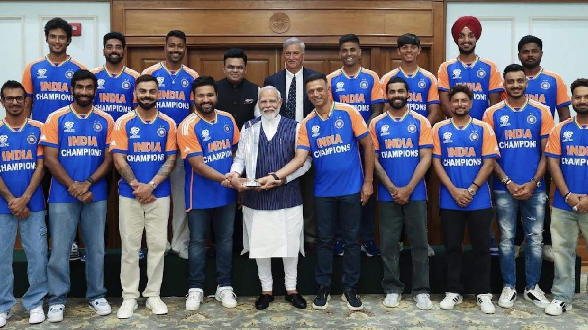 टी-20 विश्व कप जीतने वाली भारतीय क्रिकेट टीम ने प्रधानमंत्री मोदी से की मुलाकात, देखें वीडियो