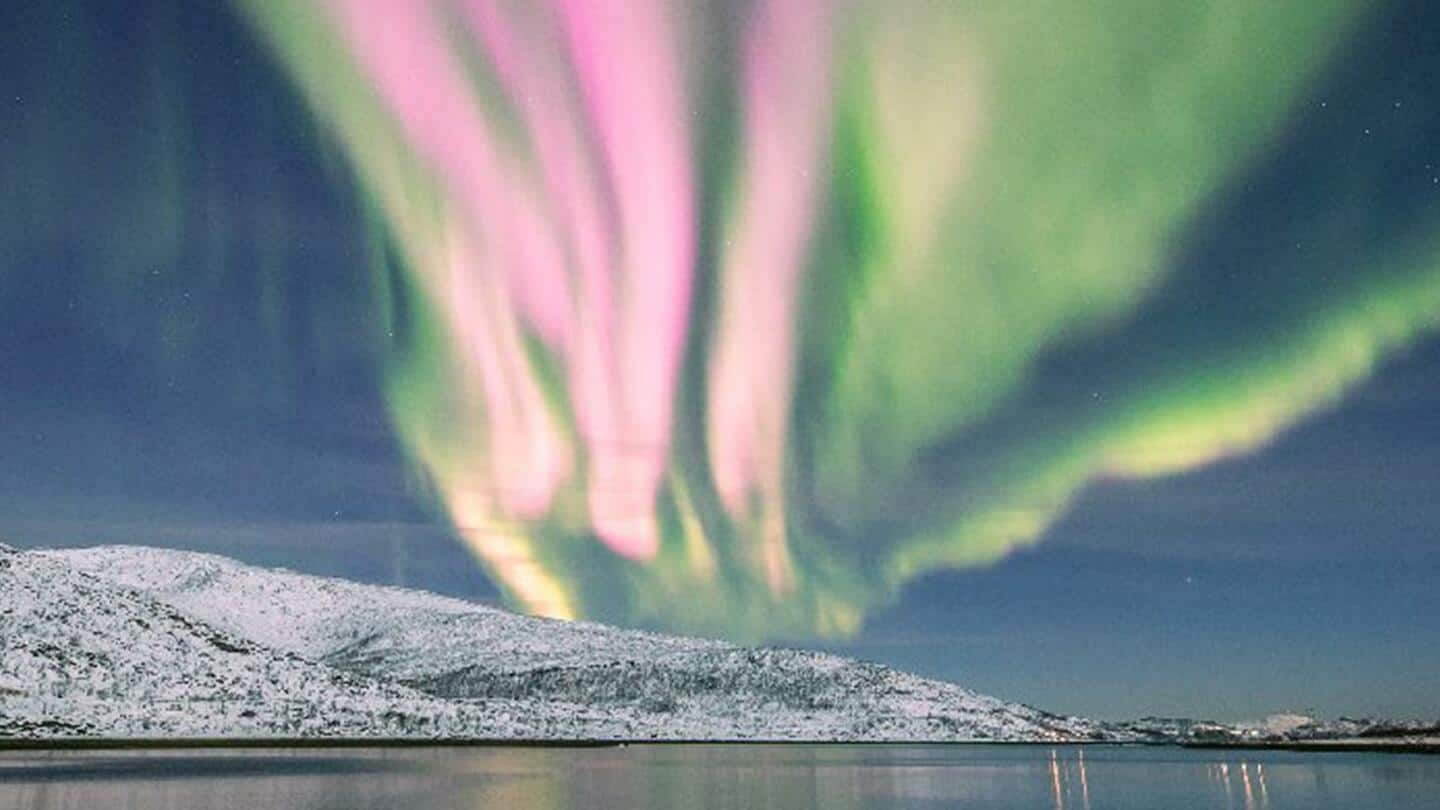 नॉर्वे में देखा गया अद्भुत नजारा, गुलाबी अरोरा ने आसमान पर किया कब्जा