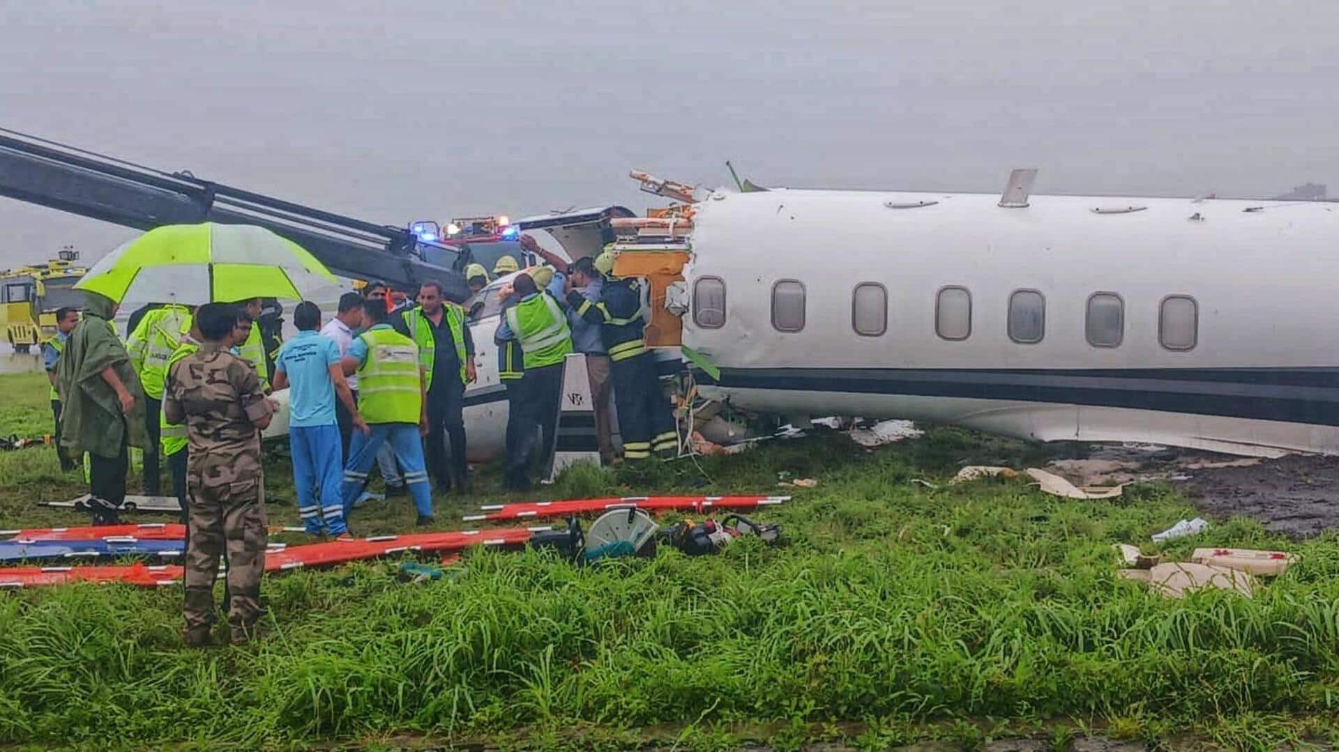 मुंबई हवाई अड्डे पर उतरते समय निजी चार्टर्ड विमान दुर्घटनाग्रस्त, 3 घायल