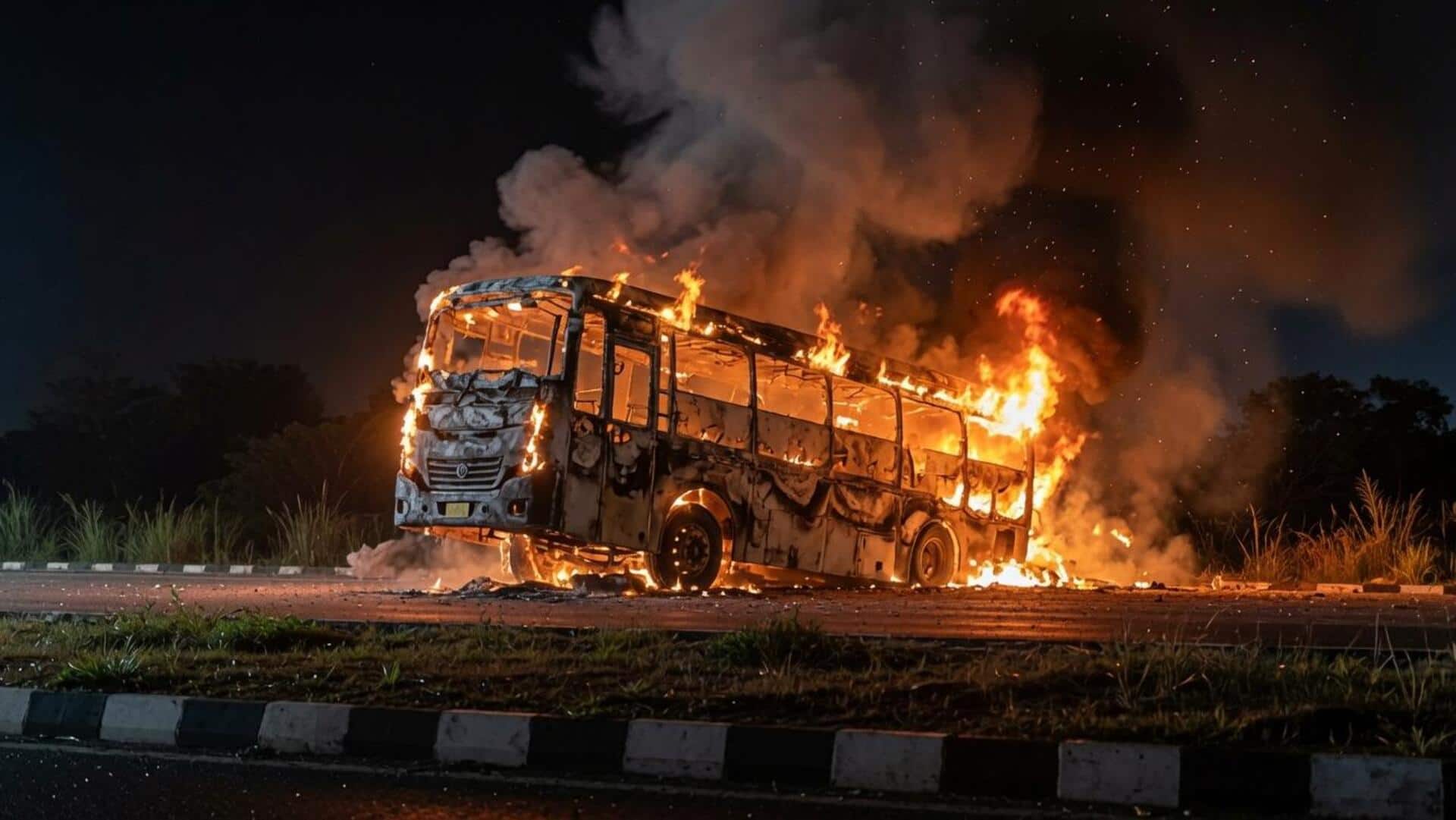 उज्जैन में सड़क पर बैठी गायों को कुचलने पर ग्रामीण बौखलाए, विधायक की बस फूंकी