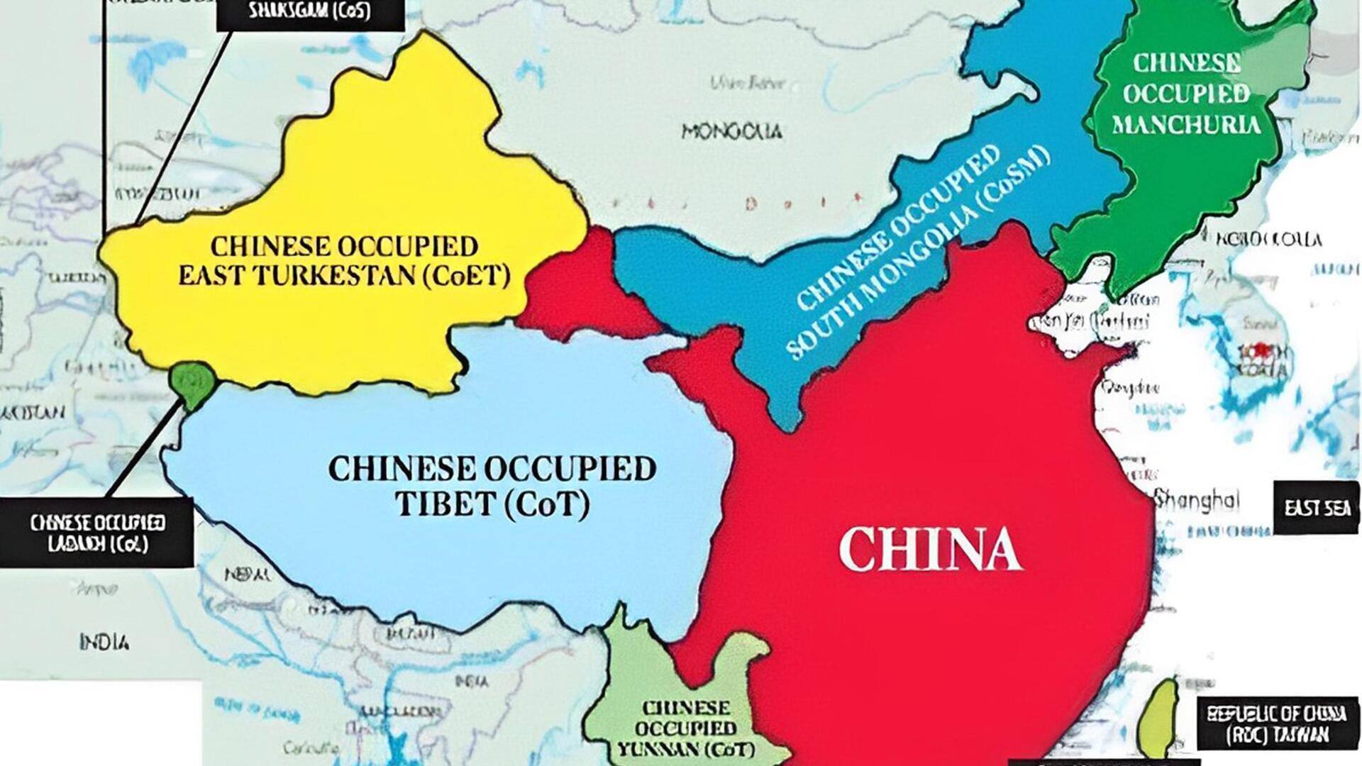 पूर्व भारतीय सेनाध्यक्ष ने साझा किया चीन का 'असली नक्शा', कब्जाए गए इलाकों को अलग दिखाया