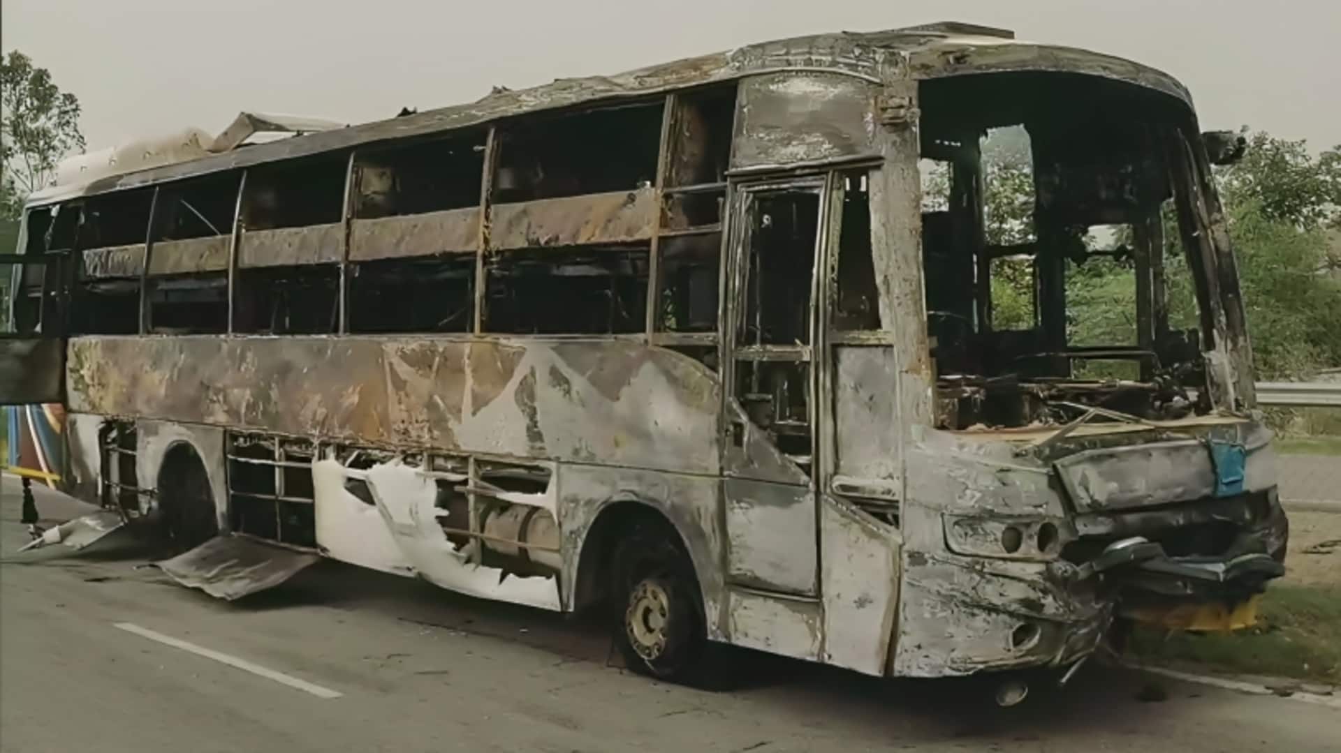 हरियाणा के भिवानी में धमाके के साथ निजी बस में लगी आग, 2 यात्री जिंदा जले