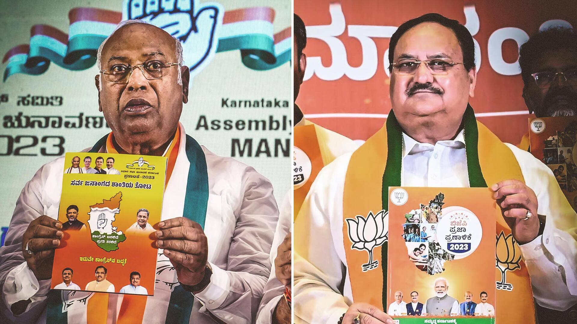 NewsBytesExplainer: कर्नाटक में भाजपा और कांग्रेस के घोषणापत्रों में किए गए वादे और उनकी तुलना 