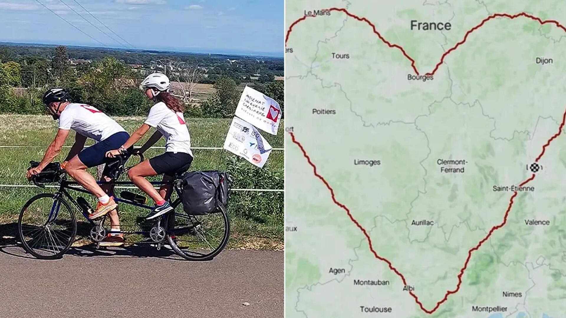 फ्रांस: पिता-बेटी ने साइकिल से सबसे बड़ी GPS ड्राइंग बनाकर कायम किया विश्व रिकॉर्ड, दिल बनाया