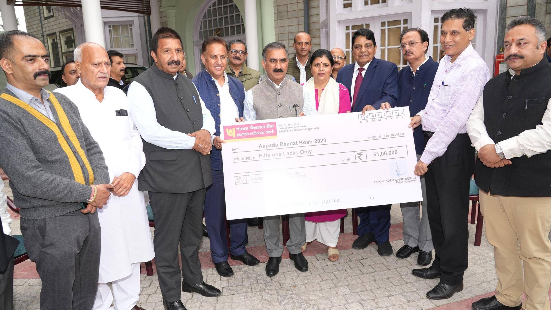 हिमाचल प्रदेश आपदा: नुकसान की भरपाई के लिए मुख्यमंत्री ने दान की 51 लाख की सेविंग