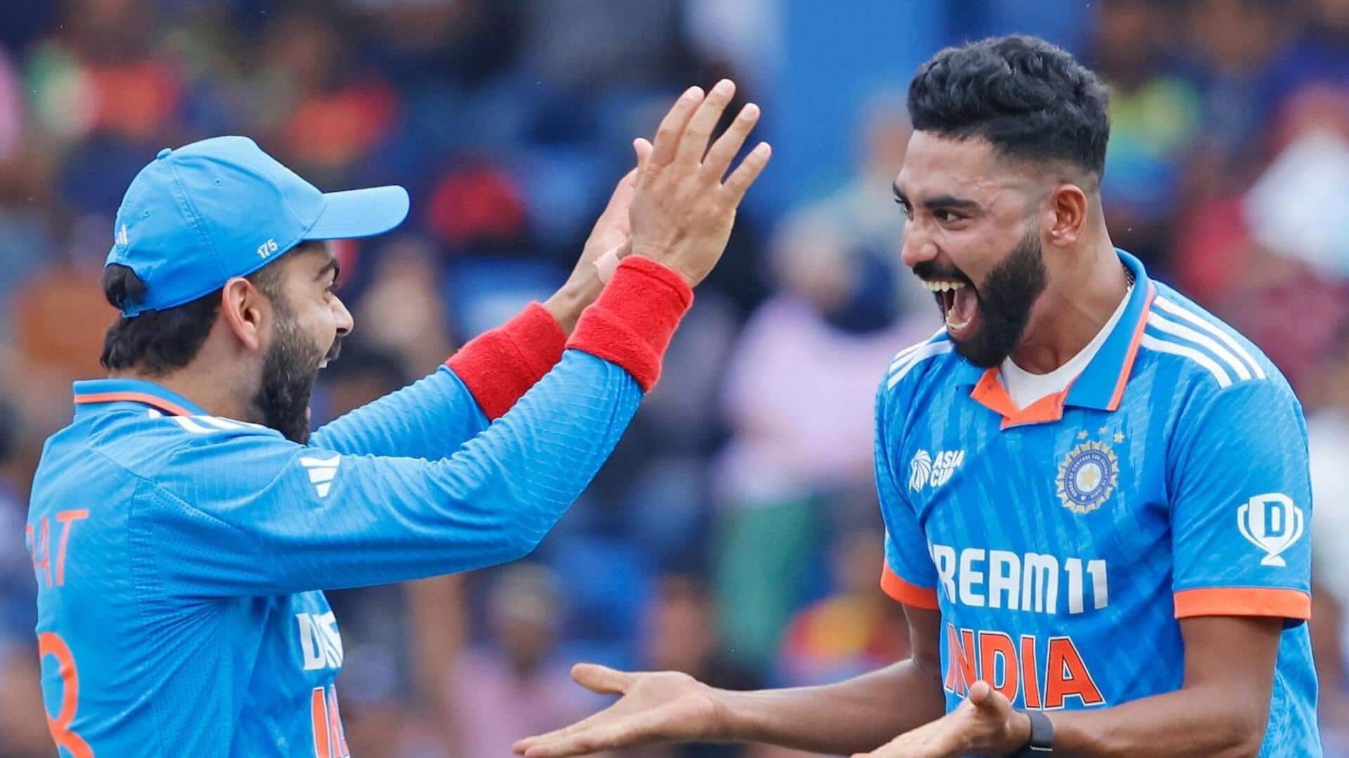 एशिया कप फाइनल: वनडे के पहले 10 ओवर में सर्वाधिक विकेट लेने वाले भारतीय बने सिराज
