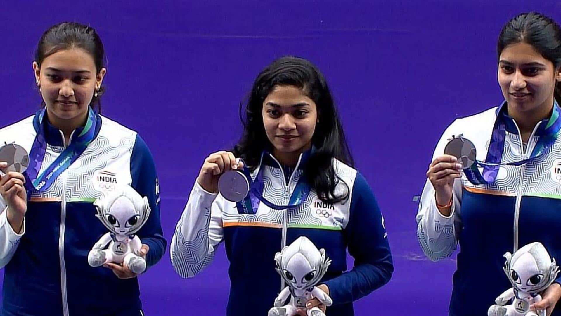 एशियाई खेल 2026: निशानेबाजी में तिलोत्तमा सेन, विदर्सा विनोद और आशी चौकसी ने जीता रजत पदक