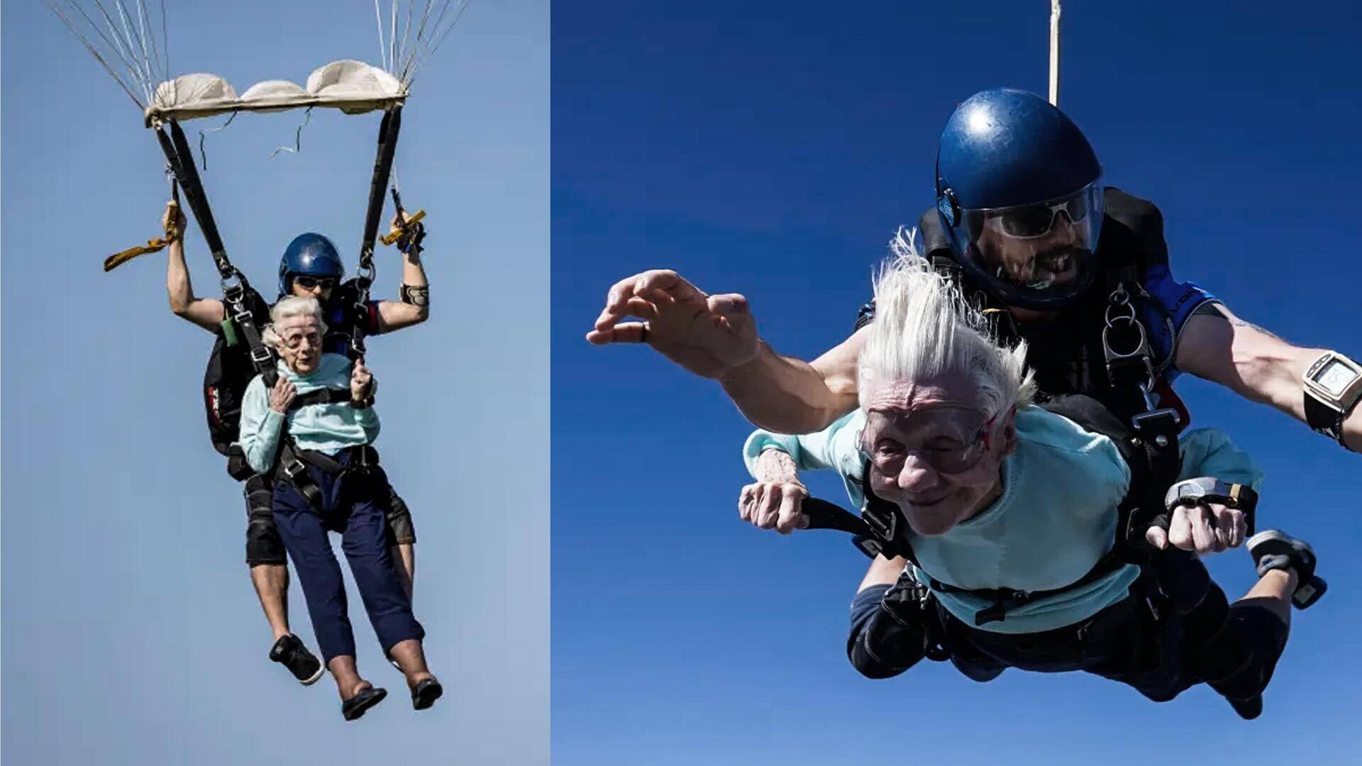 अमेरिका: 104 वर्षीय बुजुर्ग महिला ने की स्काइडाइविंग, बना सकती है विश्व रिकॉर्ड