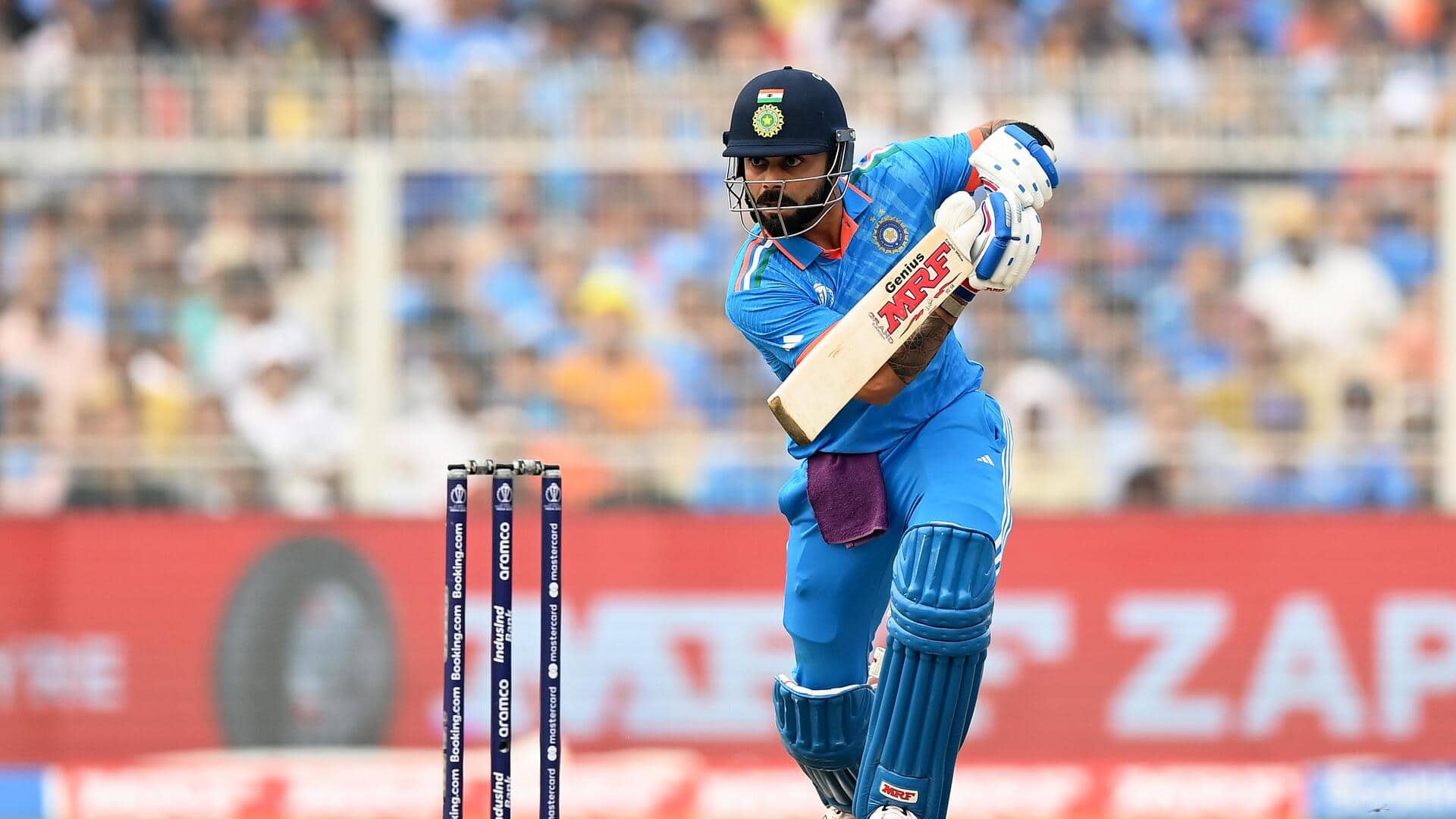 विराट कोहली विश्व कप के एक संस्करण में सर्वाधिक 50+ स्कोर बनाने वाले बल्लेबाज बने