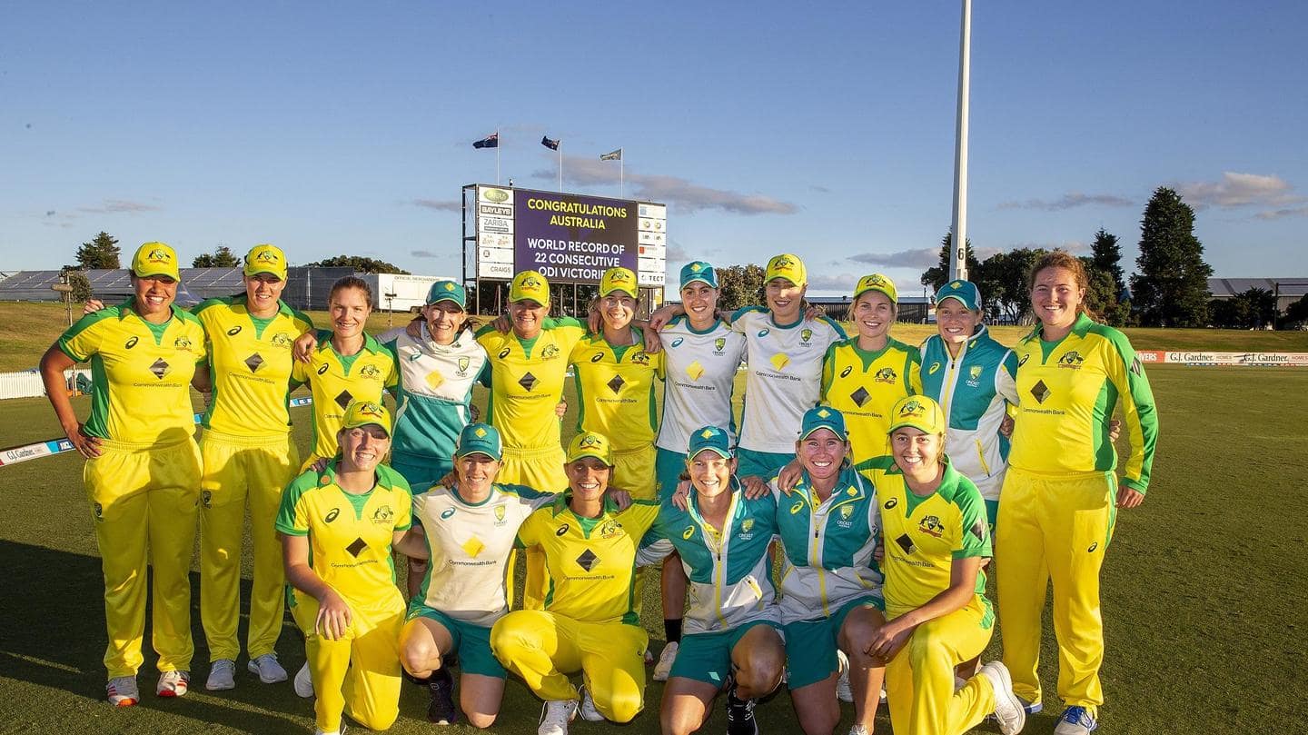 न्यूजीलैंड को हराकर ऑस्ट्रेलिया महिला टीम ने बनाया लगातार सबसे अधिक वनडे जीतने का रिकॉर्ड