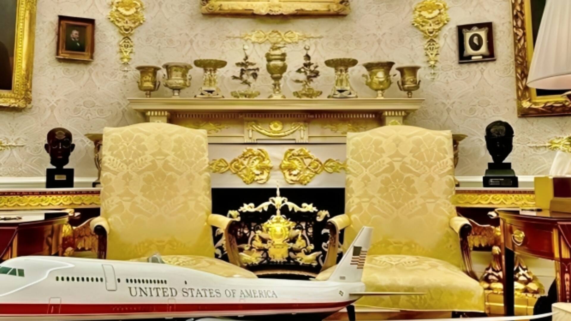 ट्रंप के ओवल ऑफिस और कैबिनेट कक्ष में सोना ही सोना, साझा की वीडियो