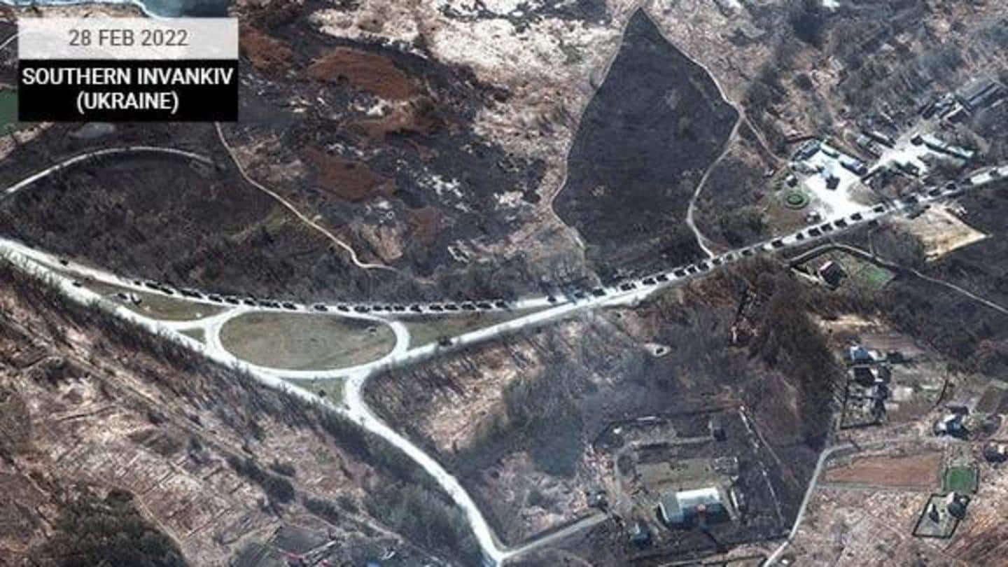 यूक्रेन की राजधानी कीव की तरफ बढ़ रहा रूसी सेना का 64 किलोमीटर लंबा काफिला