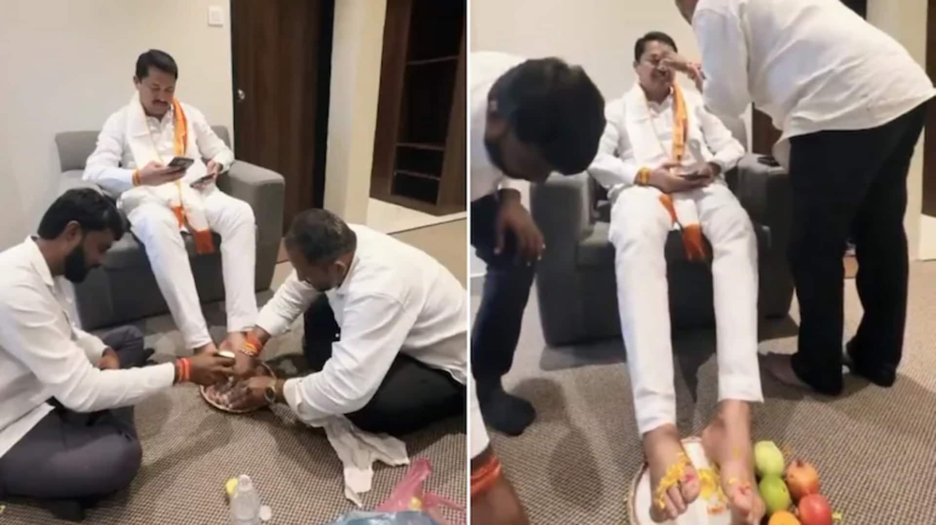 कांग्रेस नेता नाना पटोले के पैर धोने का वीडियो वायरल, भाजपा ने कसा 'संस्कृति' पर तंज