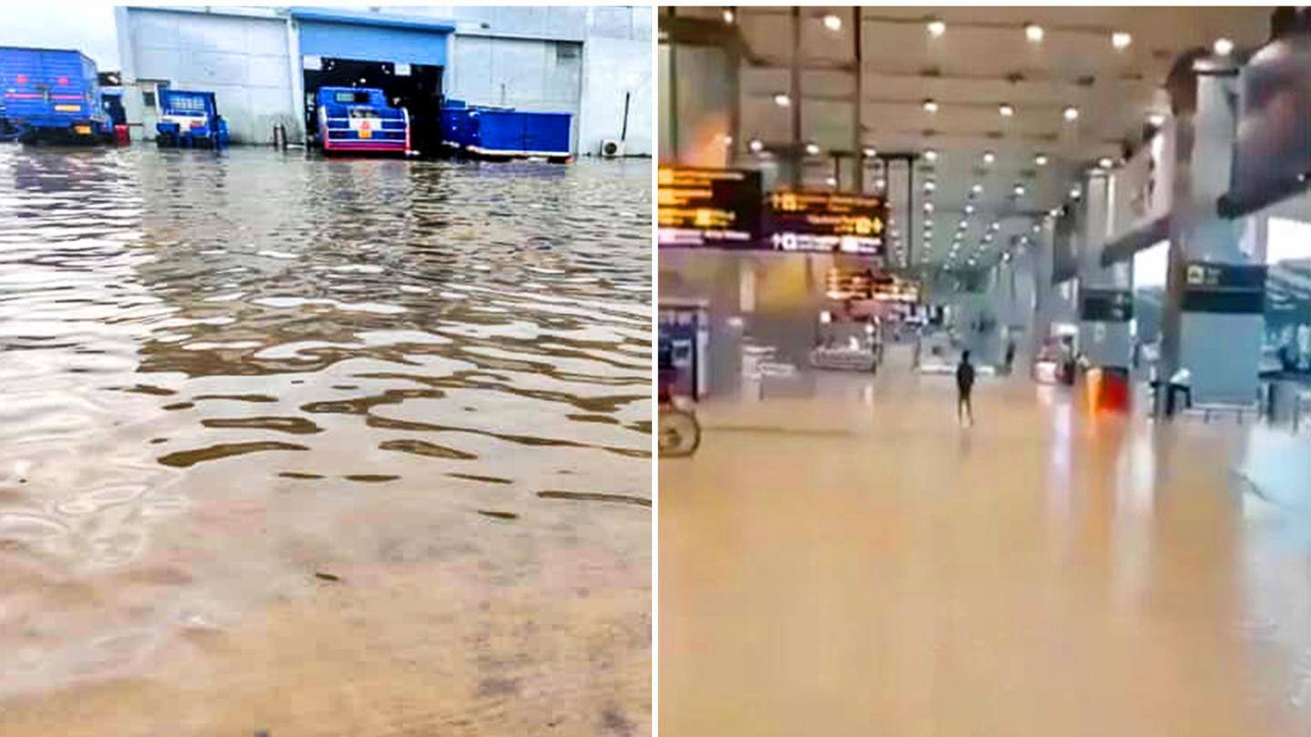 दिल्ली में हुई रिकॉर्ड बारिश, इंदिरा गांधी अंतरराष्ट्रीय हवाई अड्डे पर भरा पानी