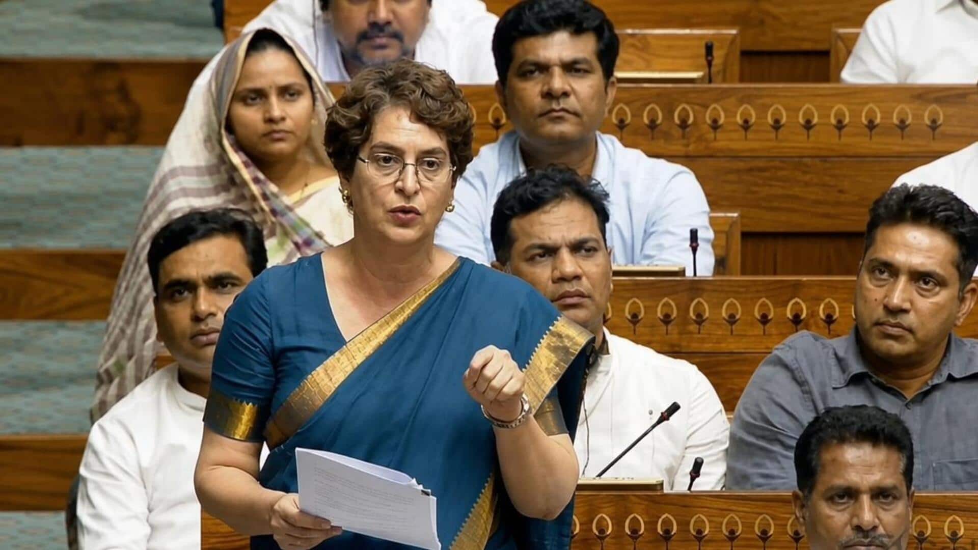 लोकसभा में प्रियंका गांधी ने पूछा- युवाओं पर पैलेट-गन और AK-47 चलवाने का आदेश किसने दिया
