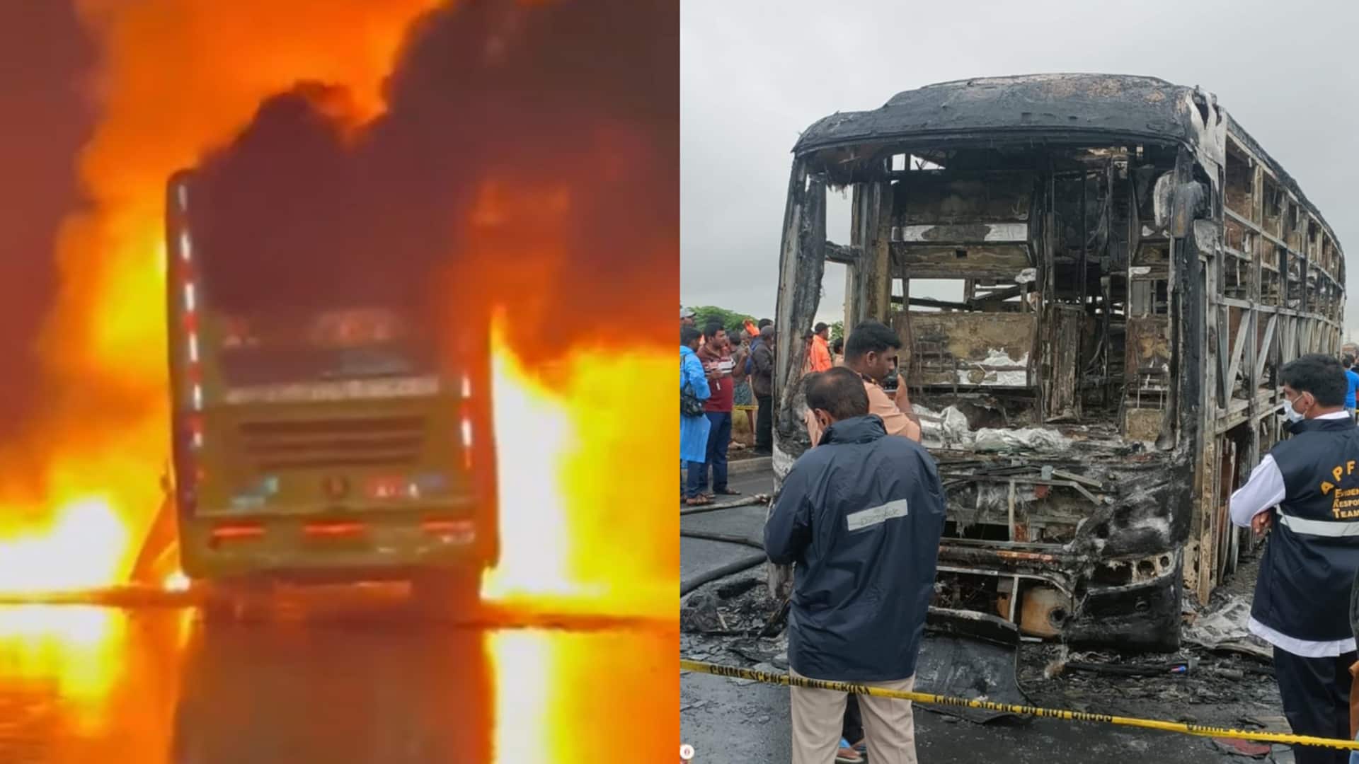 आंध्र प्रदेश बस हादसा: जांच में खुलासा- बाइक सवार नशे में थे, बैटरियों ने भड़काई आग आंध्र प्रदेश बस हादसा: जांच में खुलासा- बाइक सवार नशे में थे, बैटरियों ने भड़काई आग