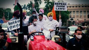 कृषि कानूनों के विरोध में ट्रैक्टर चलाकर संसद पहुंचे राहुल, बोले- किसानों का संदेश लाया हूं