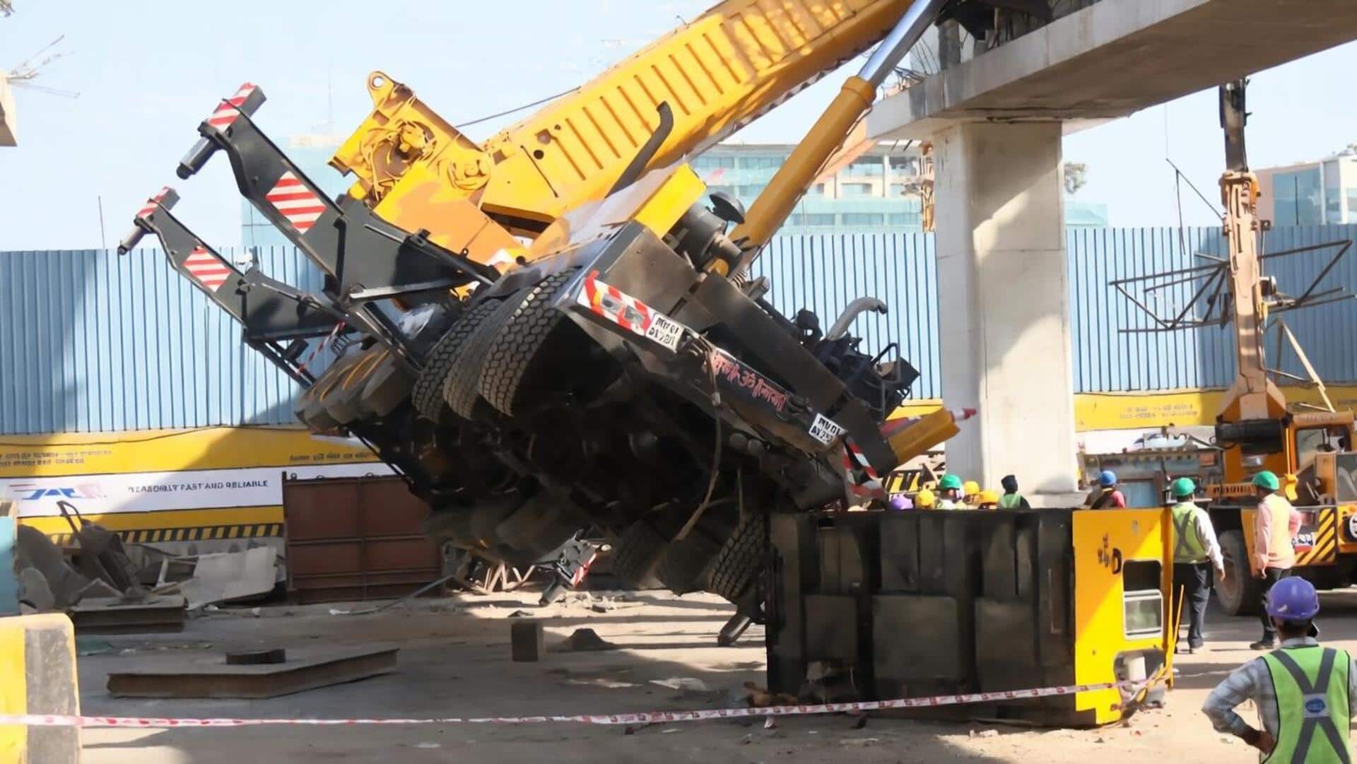 मुंबई: बांद्रा कुर्ला कॉम्प्लेक्स में मेट्रो निर्माण स्थल पर हादसा टला, बीम गिरा और क्रेन पलटी 