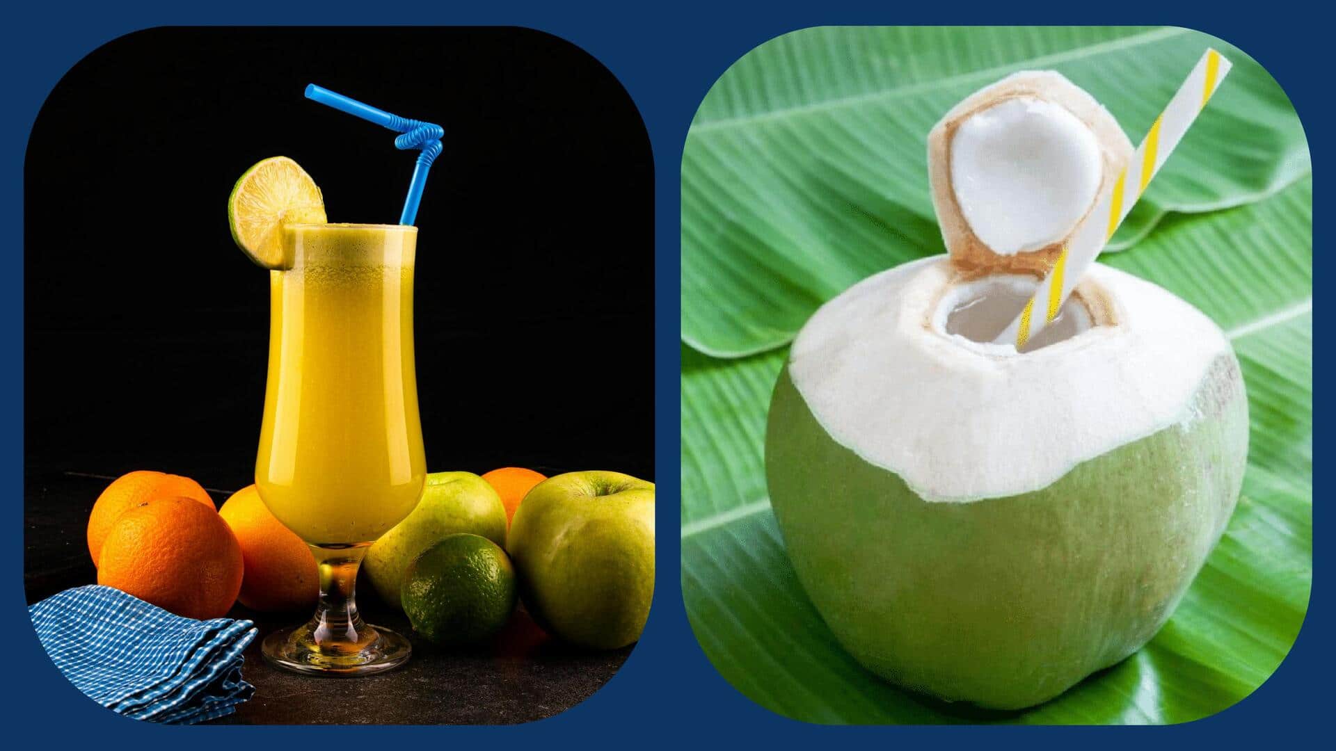 फलों का रस बनाम नारियल पानी: वजन घटाने के लिए किसका सेवन है बेहतर? फलों का रस बनाम नारियल पानी: वजन घटाने के लिए किसका सेवन है बेहतर?