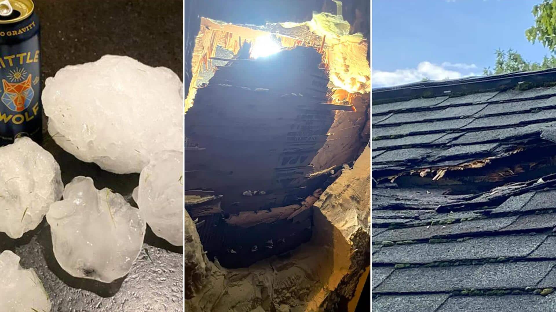 अमेरिका: आसमान सेे गिरे बर्फ के बड़े टुकड़ों से टूट गई घर की छत, जानिये मामला