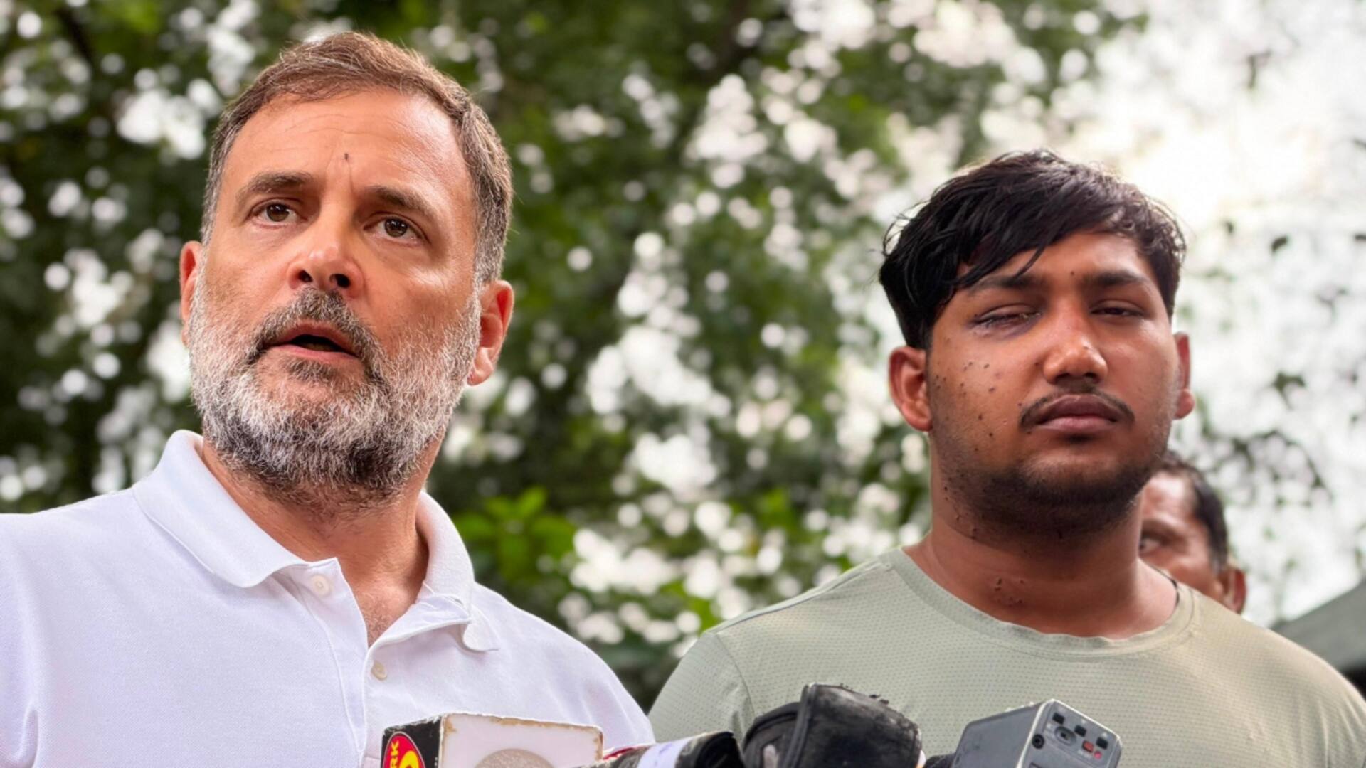 राहुल गांधी ने पैलेट गन से घायल युवक संग की प्रेस वार्ता, बोले- धर्मेंद्र प्रधान इसके जिम्मेदार