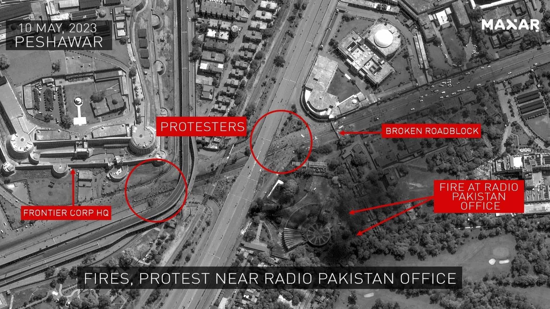 पाकिस्तान: सैटेलाइट तस्वीर में दिखा इमरान खान की गिरफ्तारी के बाद हो रहे प्रदर्शनों का मंजर
