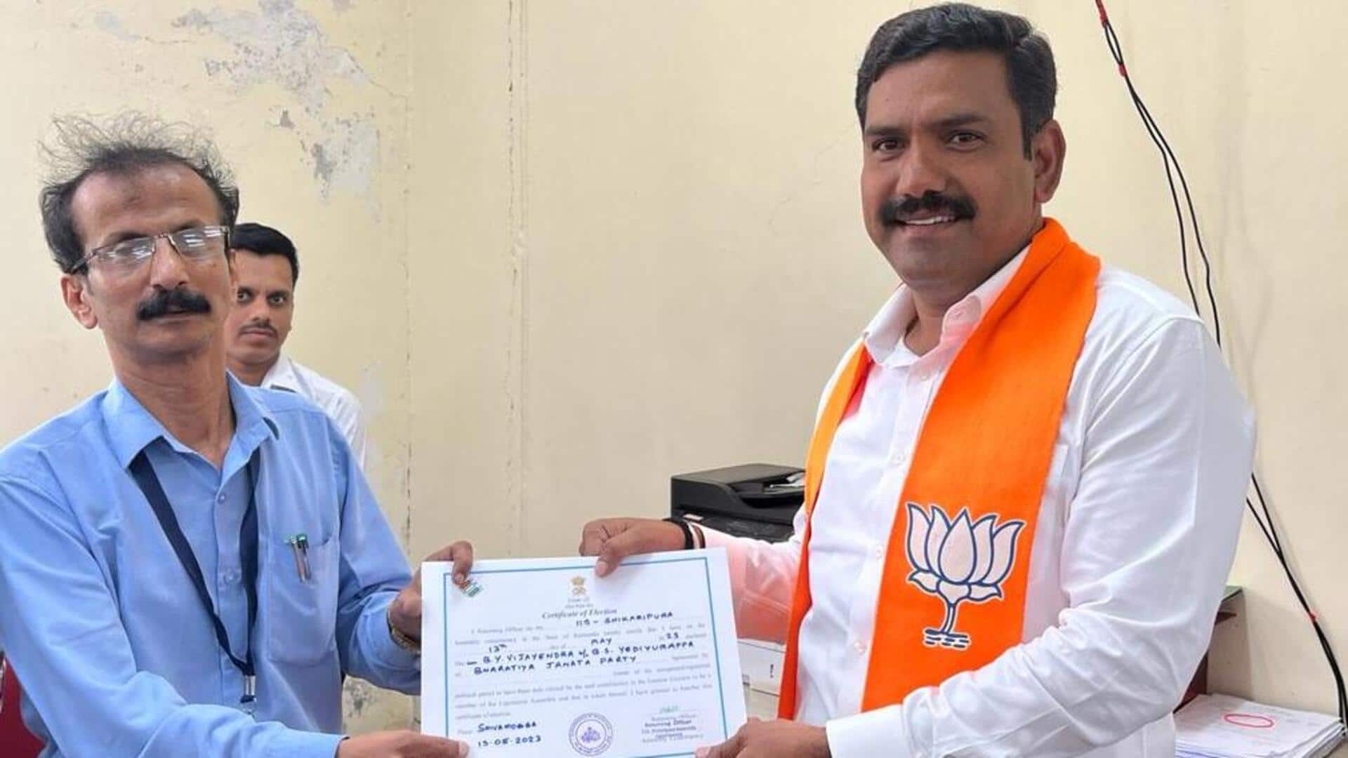 कर्नाटक चुनाव: बीएस येदियुरप्पा के बेटे विजयेंद्र शिकारीपुरा सीट से जीते