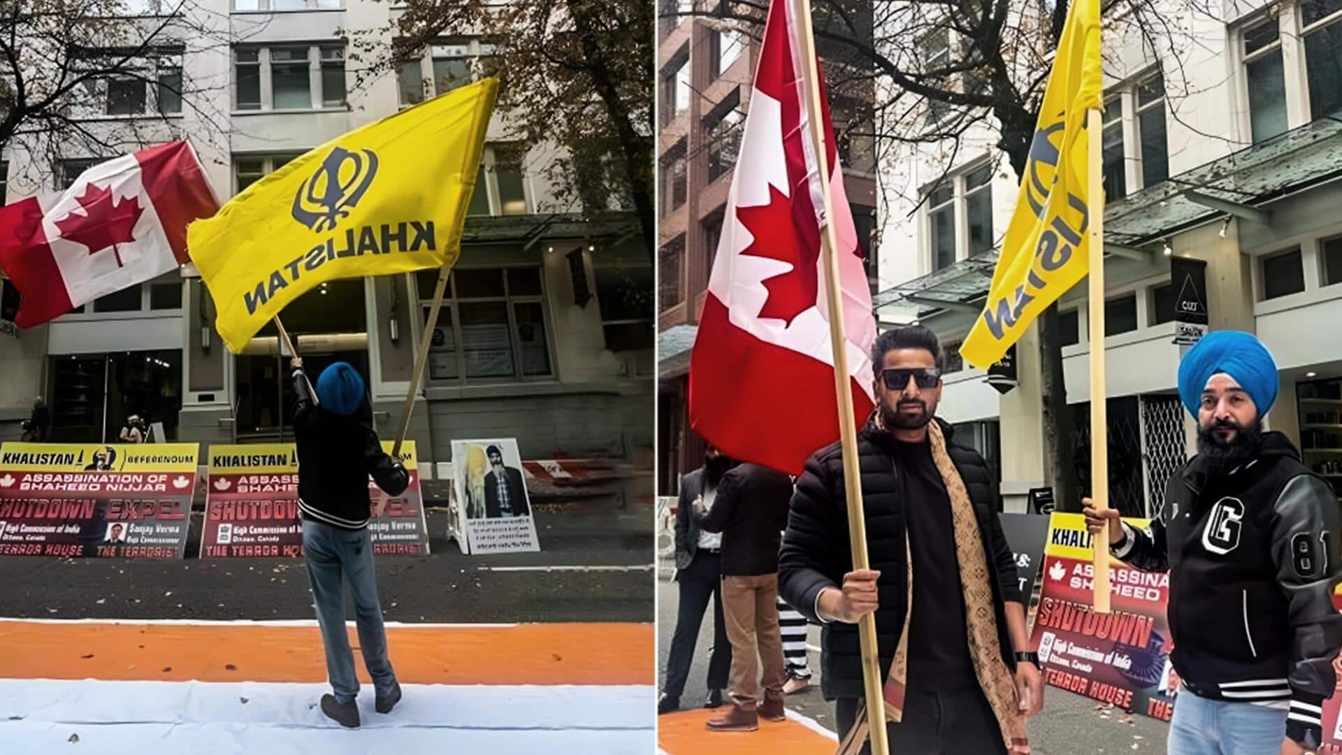 कनाडा में खालिस्तानियों की भारतीय दूतावास के सामने भारत-विरोधी नारेबाजी, तिरंगे पर जूते पहनकर चढ़े 