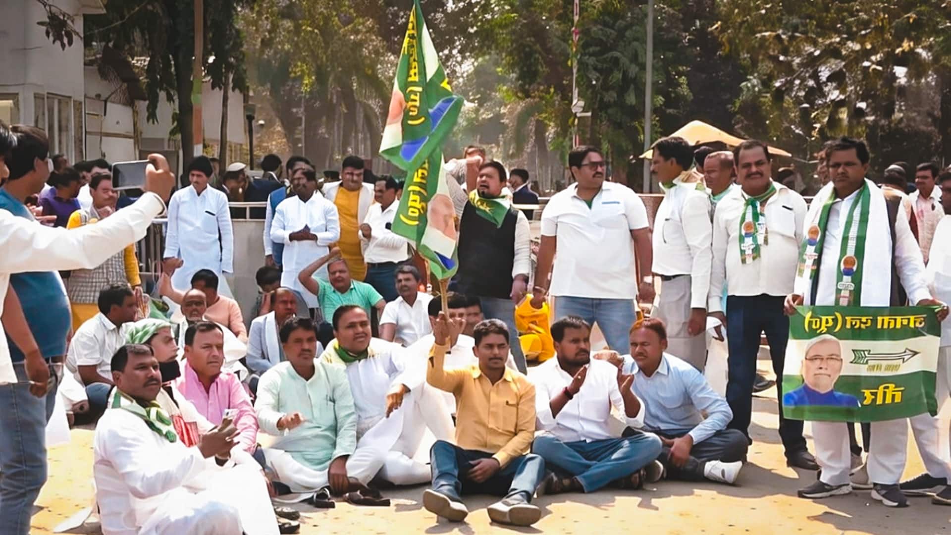 नीतीश कुमार के राज्यसभा जाने से कार्यकर्ताओं में रोष, नामांकन रोकने के लिए हुए इकट्ठा