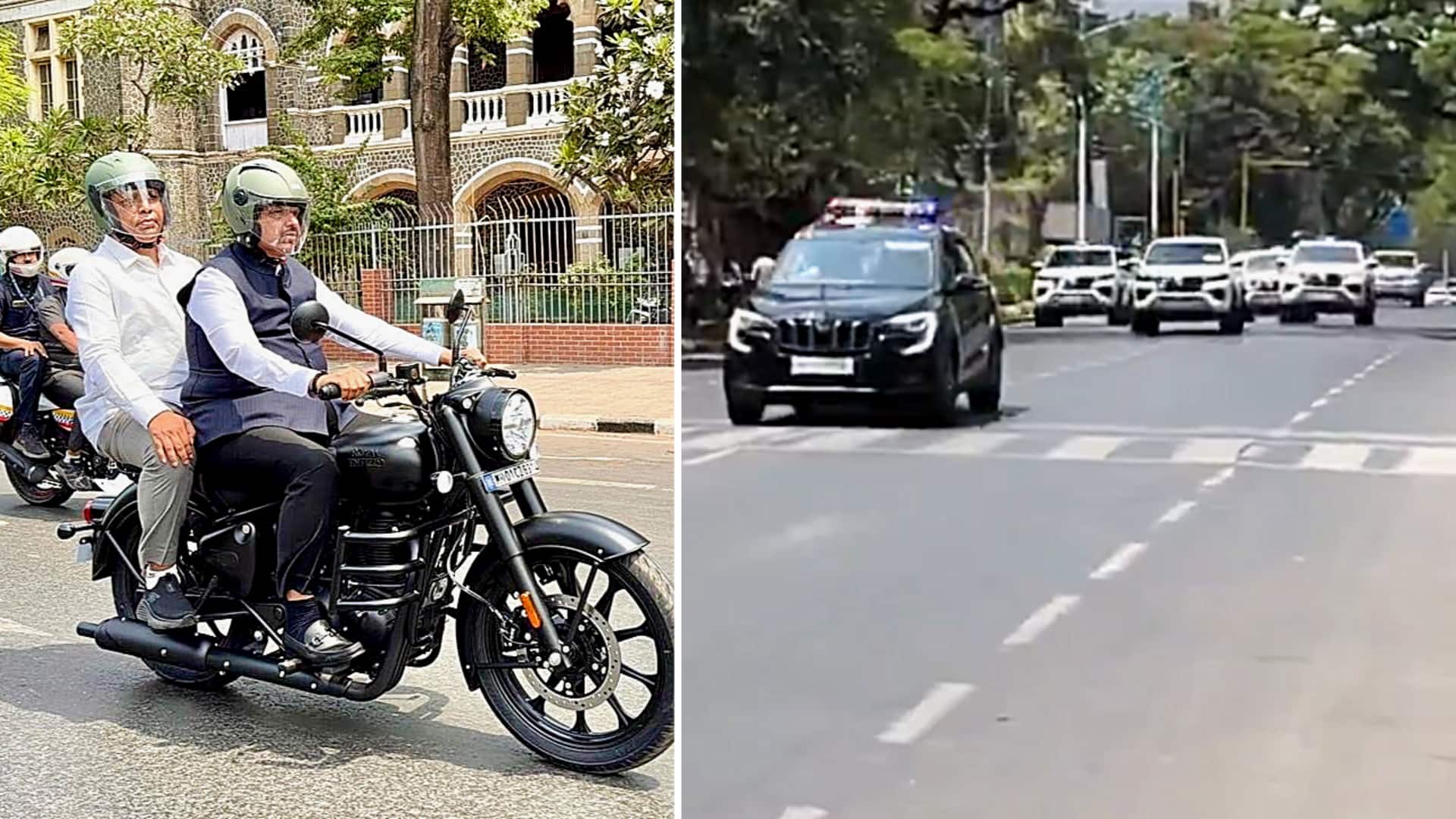 बुलेट से फिर काफिले पर लौटे महाराष्ट्र के मुख्यमंत्री देवेंद्र फडणवीस, बन रहा मजाक