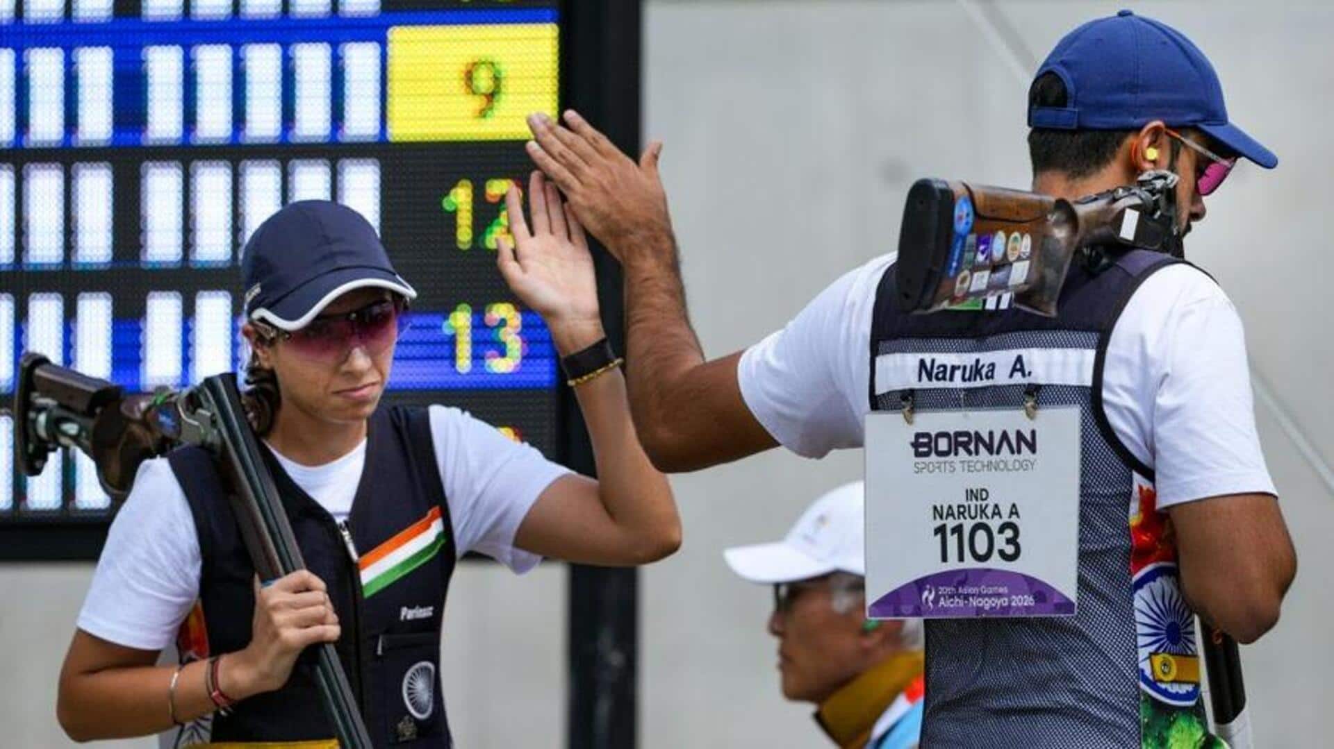 एशियाई खेल 2026: जीत नारुका और परीणाज धालीवाल ने मिश्रित स्कीट में भारत को दिलाया कांस्य