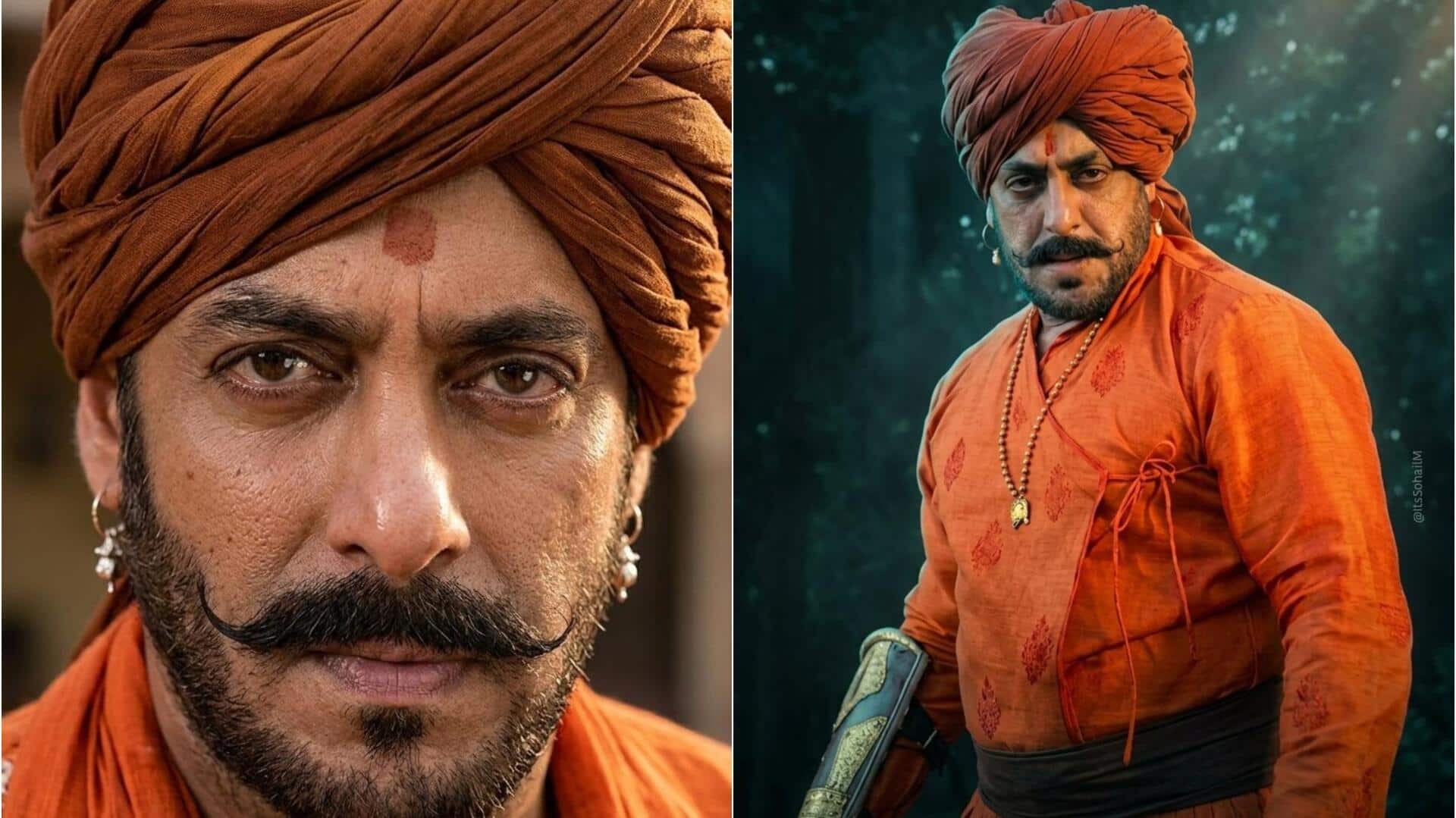 'राजा शिवाजी' में सलमान खान का दमदार लुक, मूछों और पगड़ी में देख उछले दर्शन